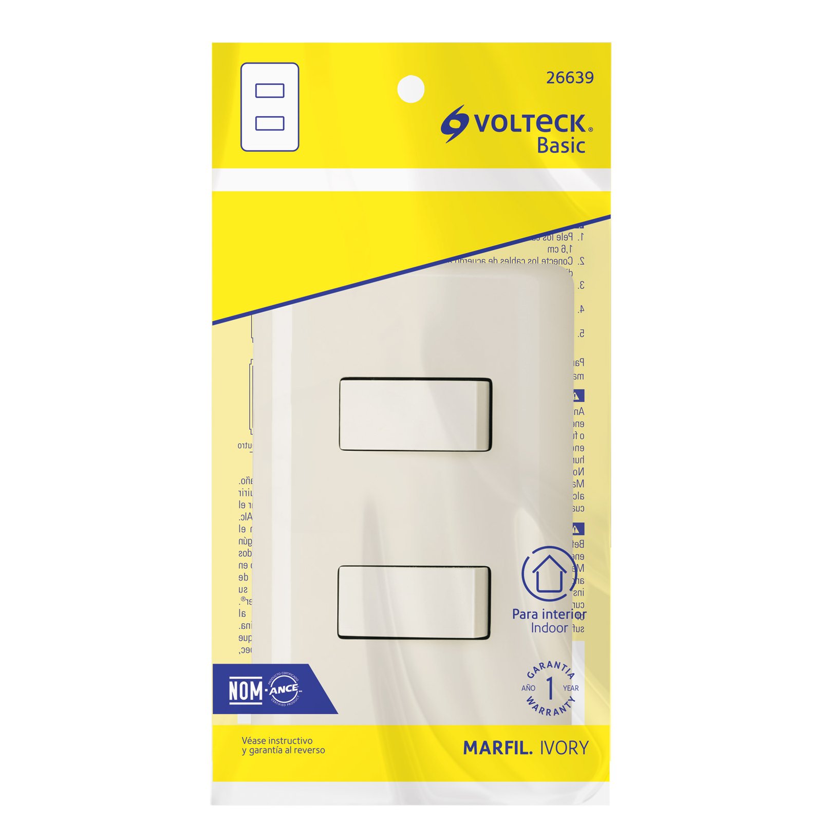 APAGADOR DOBLE SENCILLO MARFIL PA-APDO-EBI VOLTECH