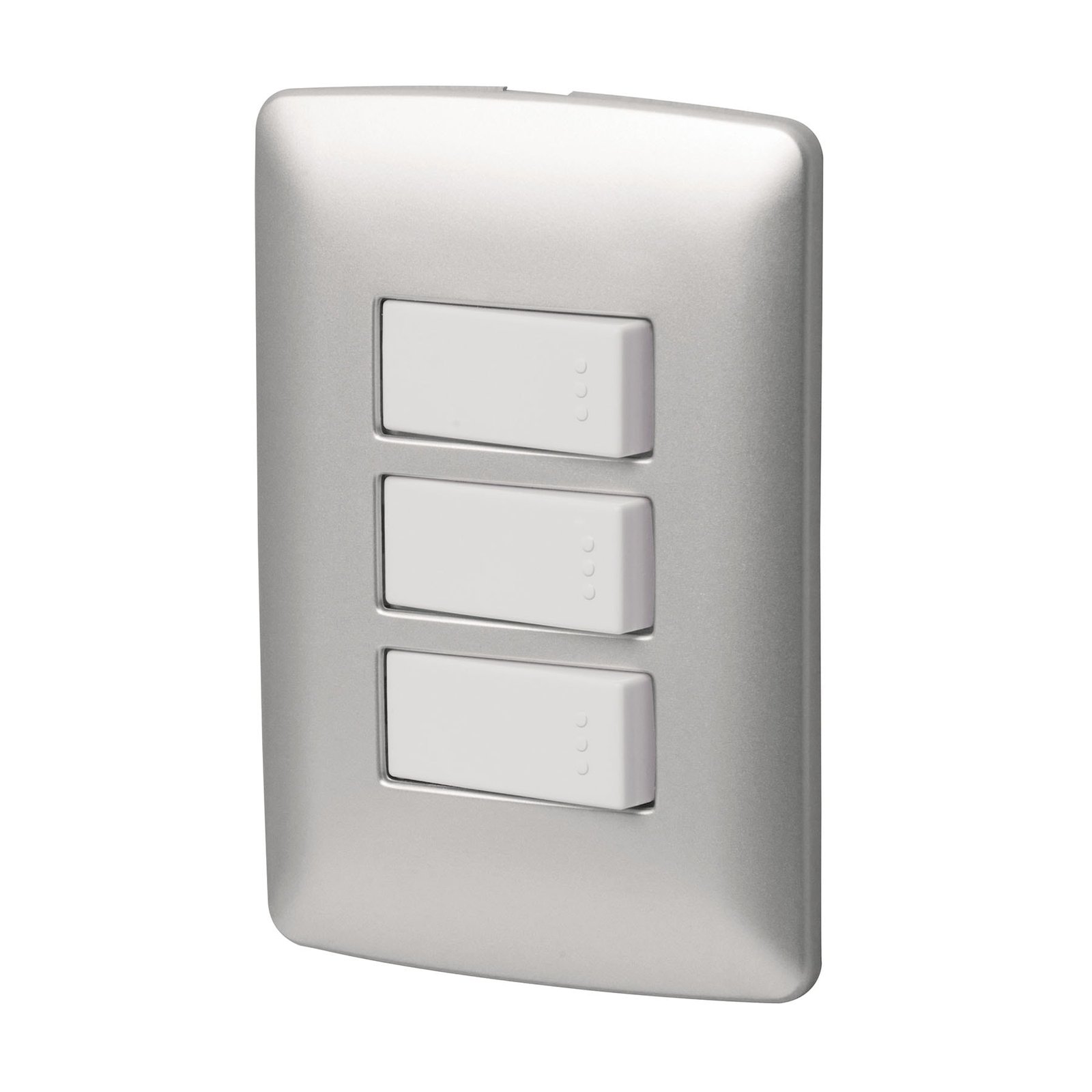 APAGADOR TRIPLE SENCILLO PLATA PA-APTR-IP VOLTECK