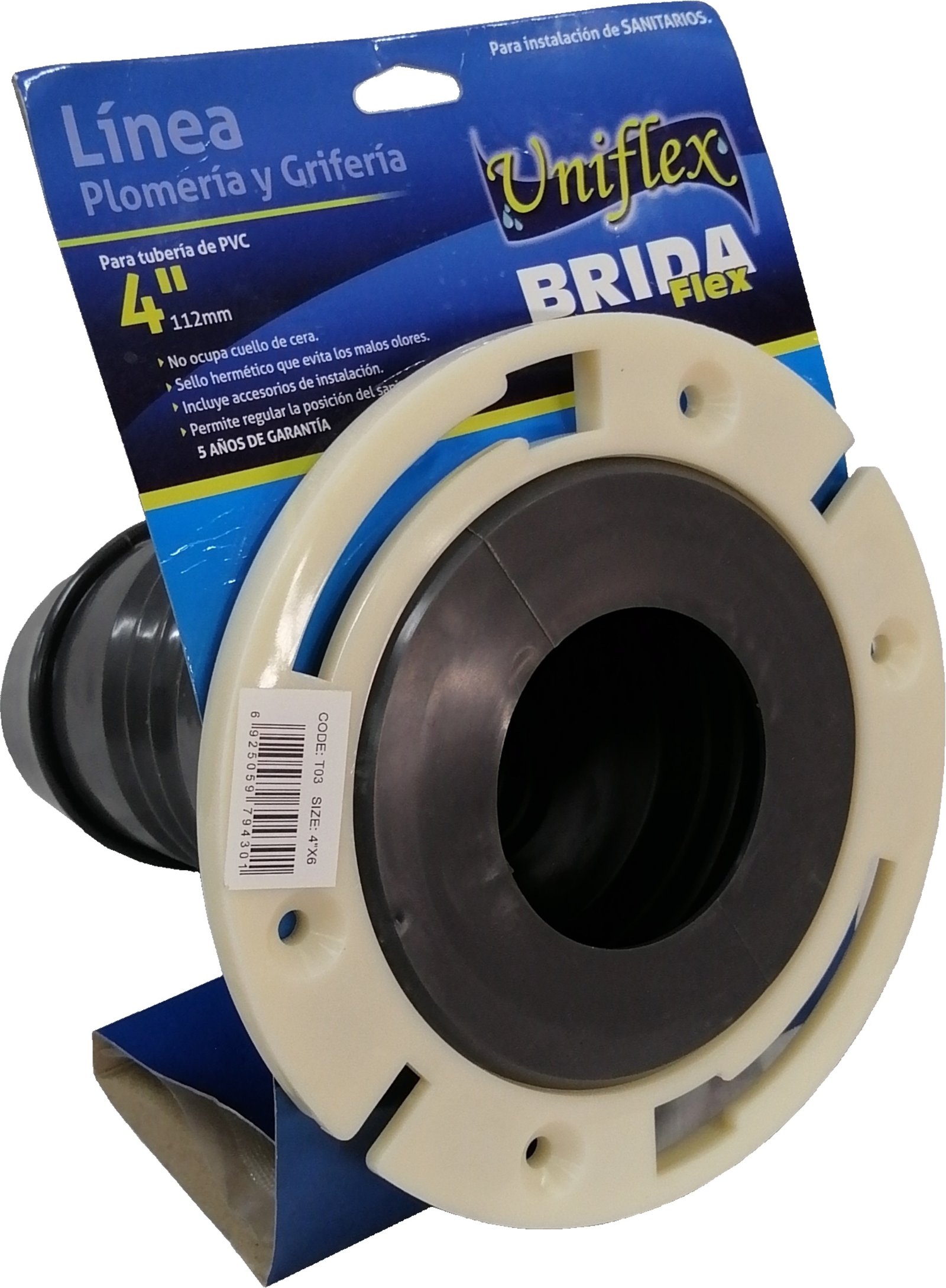BRIDA FLEX P/INODORO 4 PULG LARGA T03 UNIFLEX