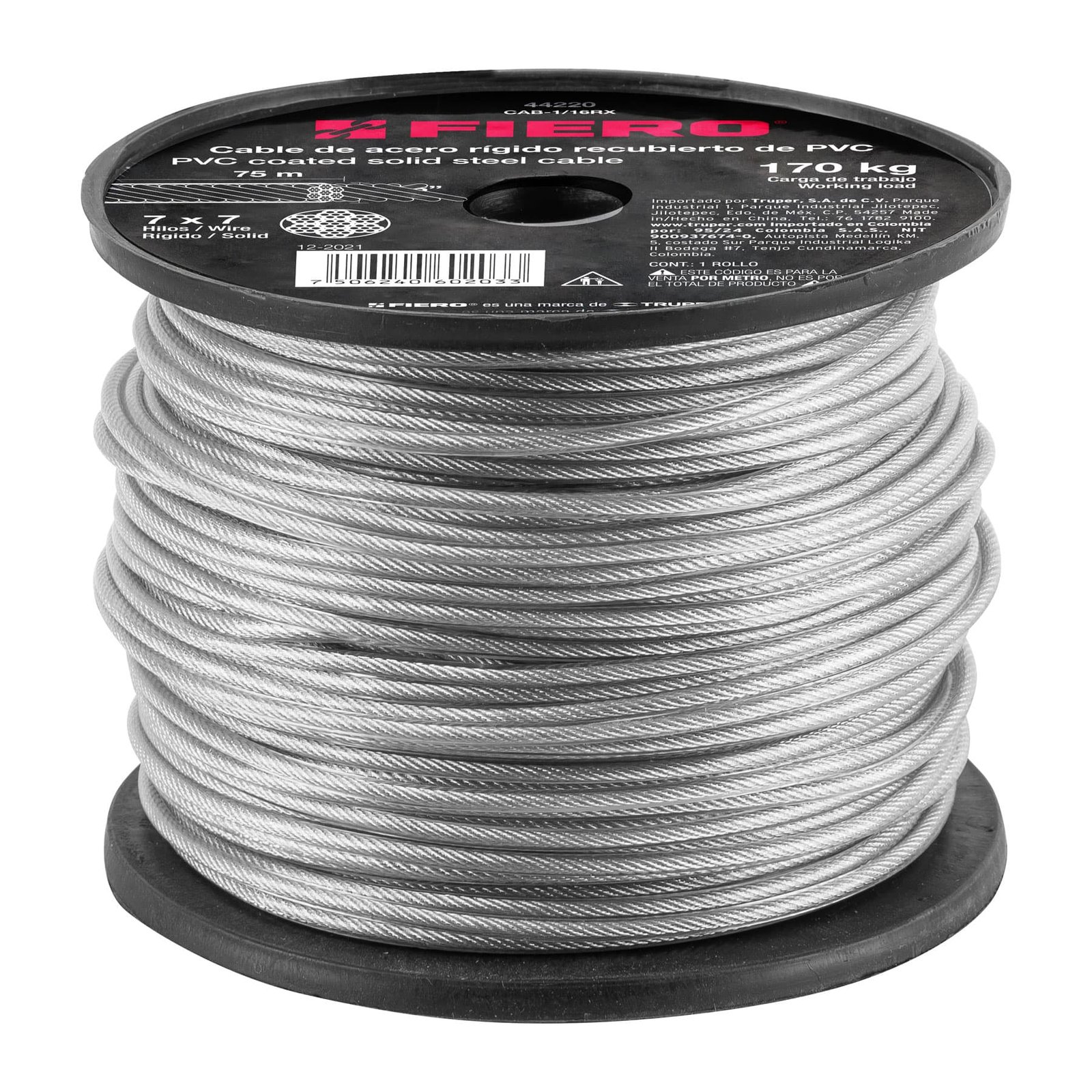 CABLE ACERO RÍGIDO 75M DE 1/16" CAB-1/16RX FIERO
