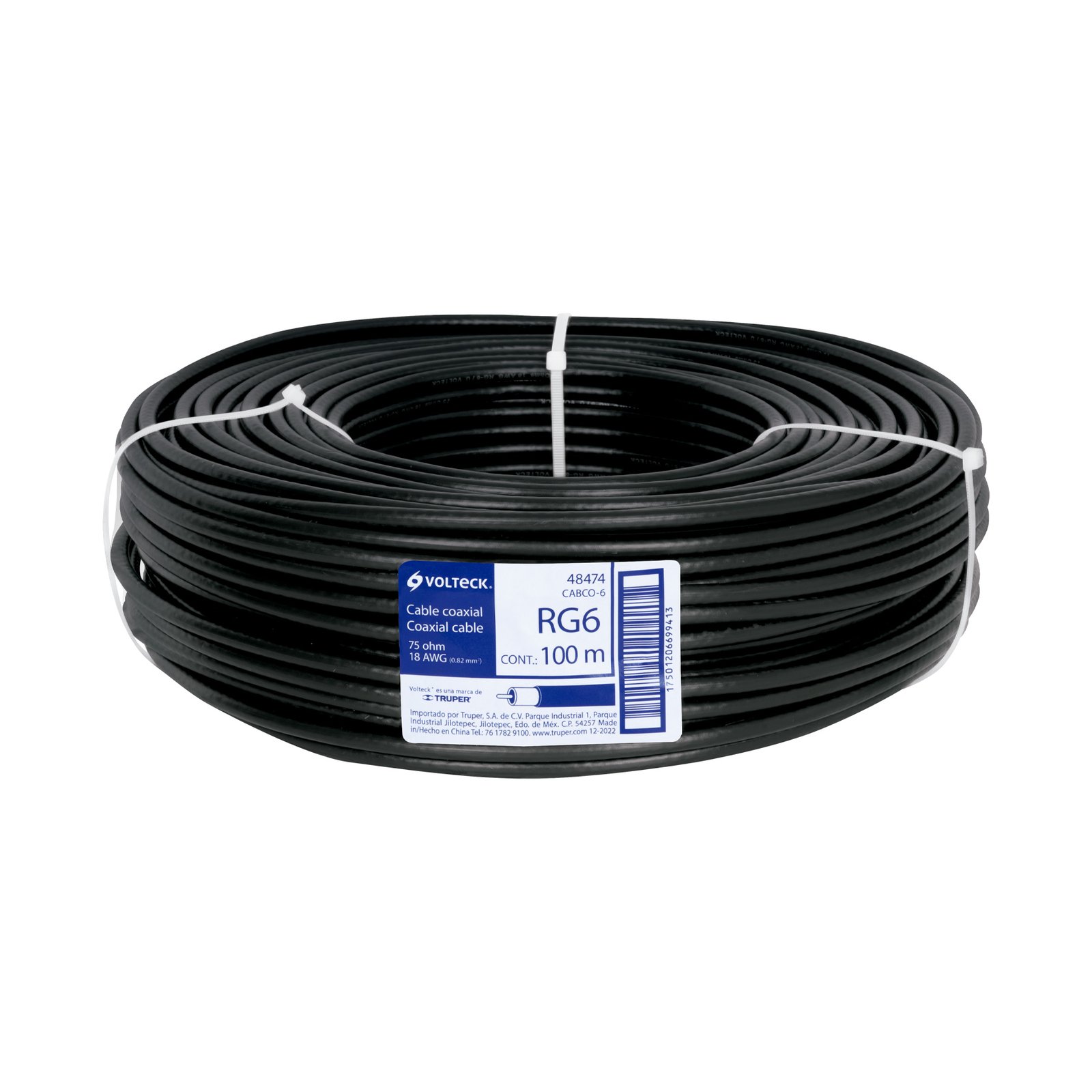 CABLE COAXIAL TV R:100m RG-6 CACO-6 VOLTECH-TRUPER