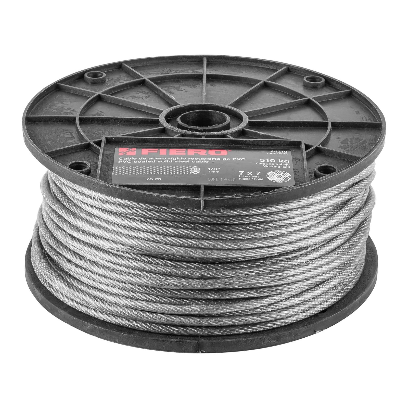 CABLE DE ACERO 1/8" RIGIDO 75M CAB-1/8RX FIERO