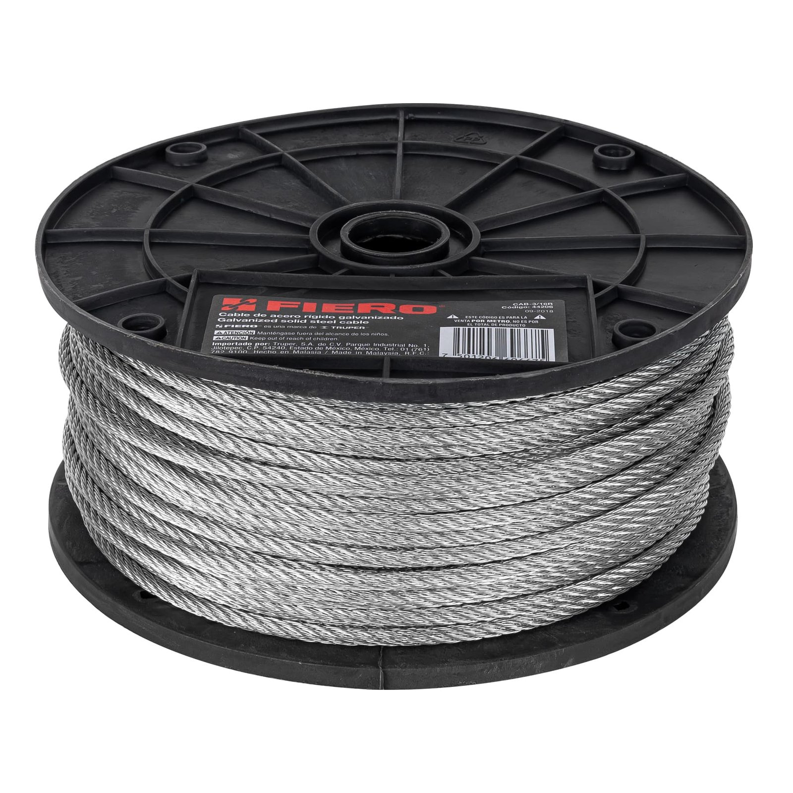 CABLE DE ACERO 3/16" RIGIDO CAB-3/16R FIERO TRUPER