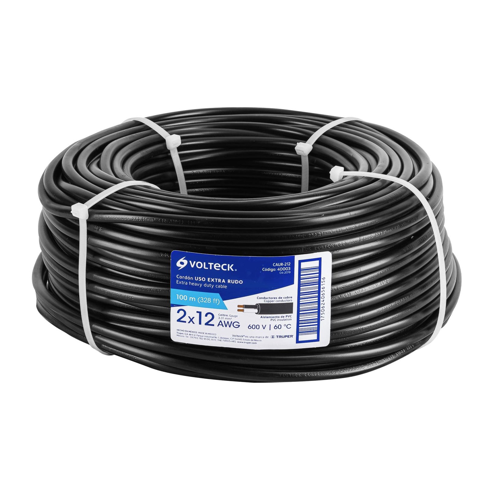 CABLE P/ USO RUDO TSJ 2X12 100M CAUR-212 VOLTECK