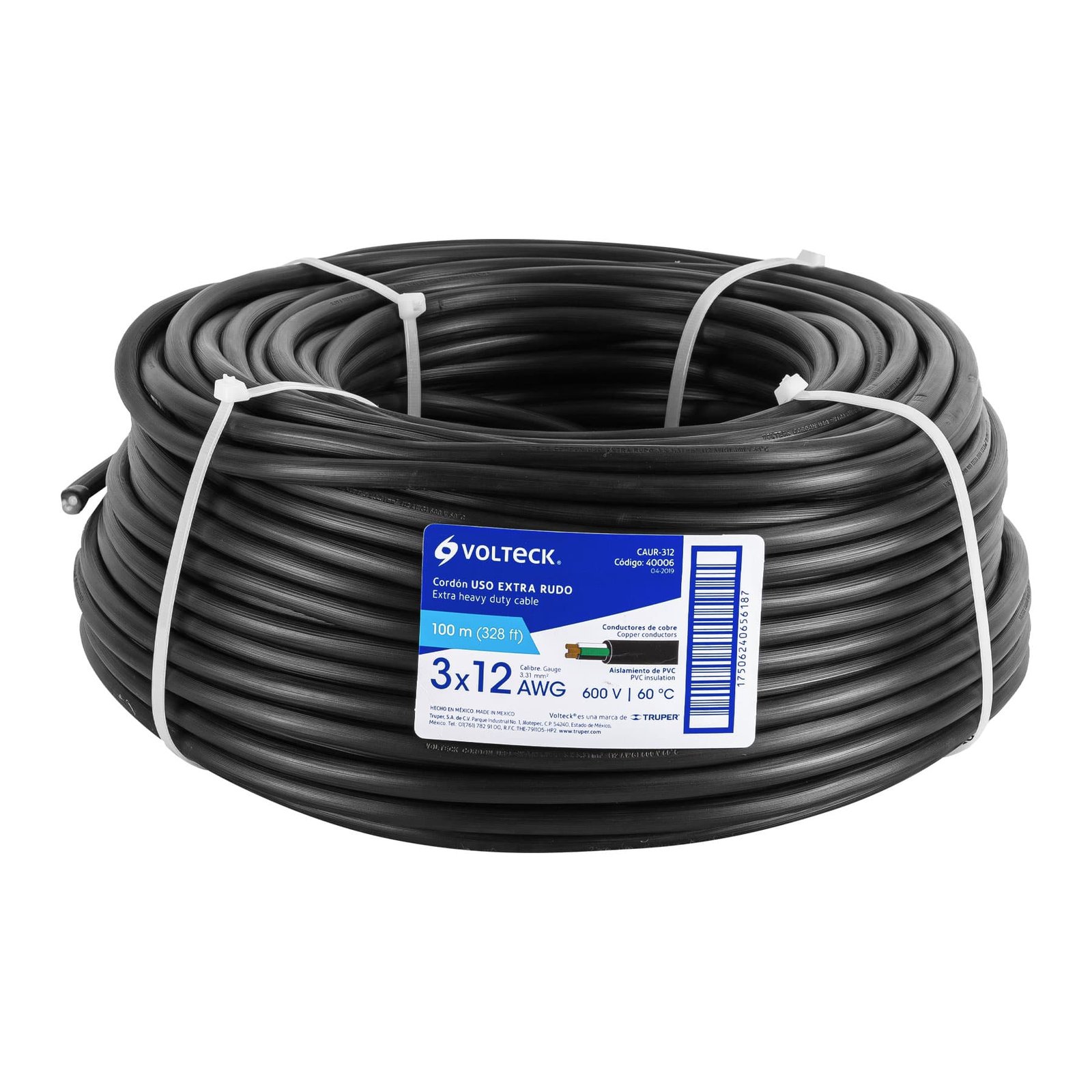 CABLE P/ USO RUDO 3X12 X 100M CAUR-312 VOLTECK