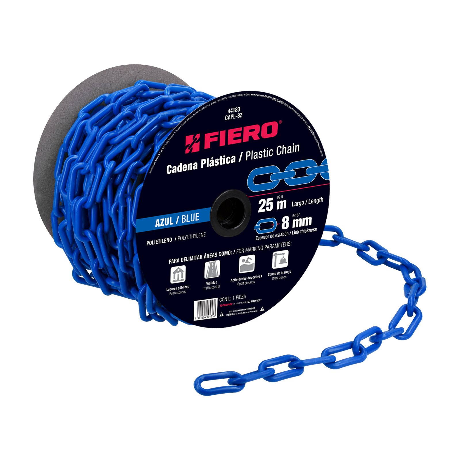 CADENA DE PLASTICO DE 8MM AZUL CAPL-8Z