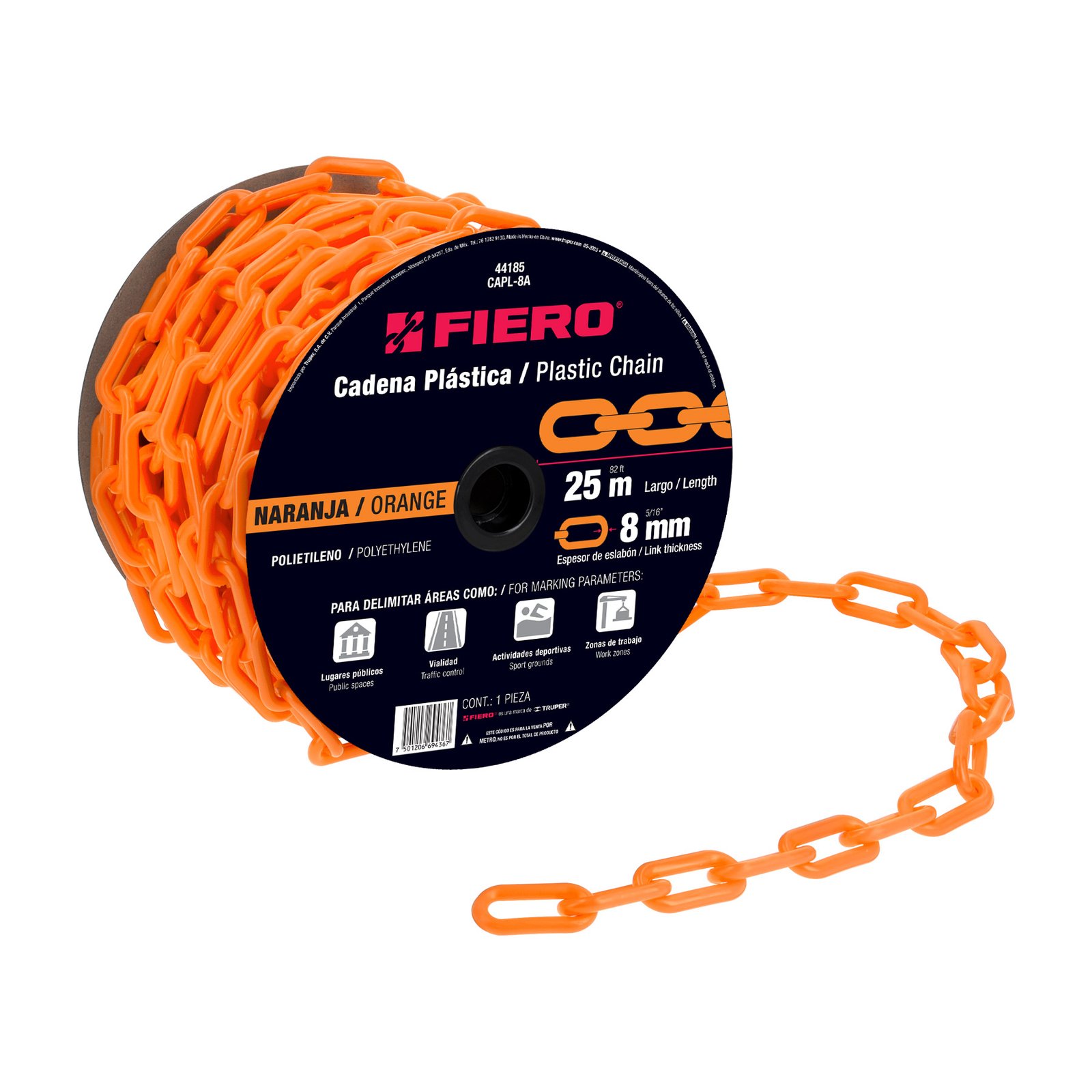 CADENA PLASTICA DE 8mm NARANJA CAPL-8A FIERO TRUPE