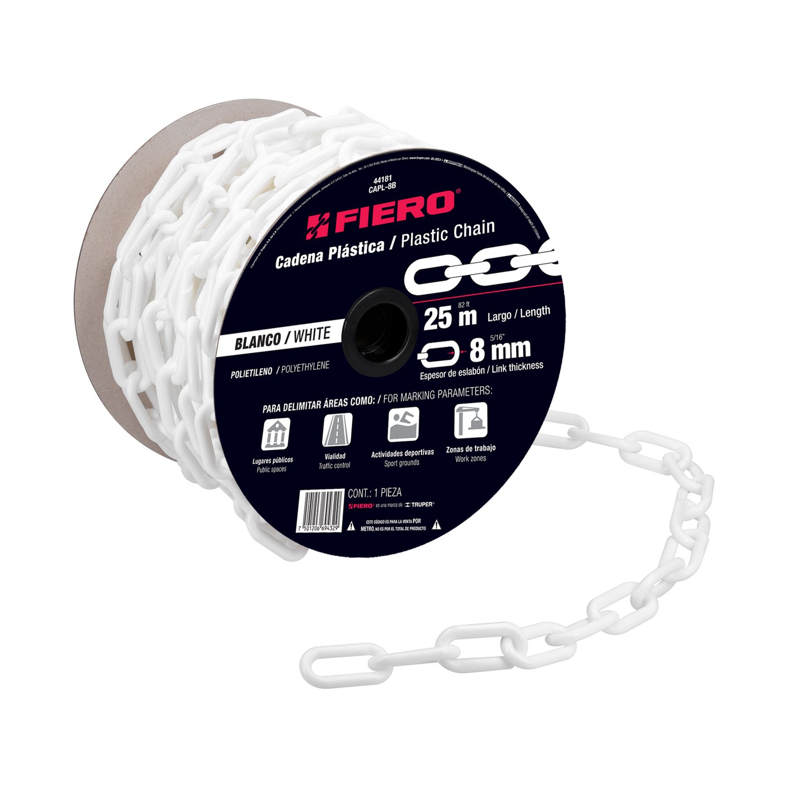 CADENA PLAST. 8mmX25m BLC CAPL-8B FIERO-TRUPER