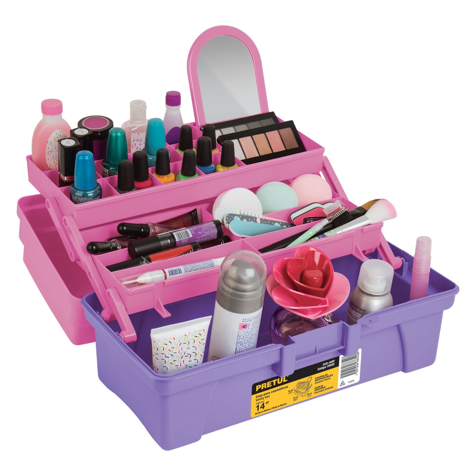 CAJA PLAST COSMET I14 ROSA/MORADO CCO-14RP PRETUL