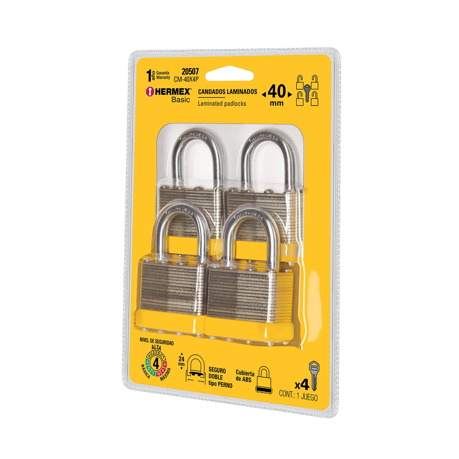 CANDADO C/LLAVE MAESTRA 4pzsCM-40X4P HERMEX-BASIC