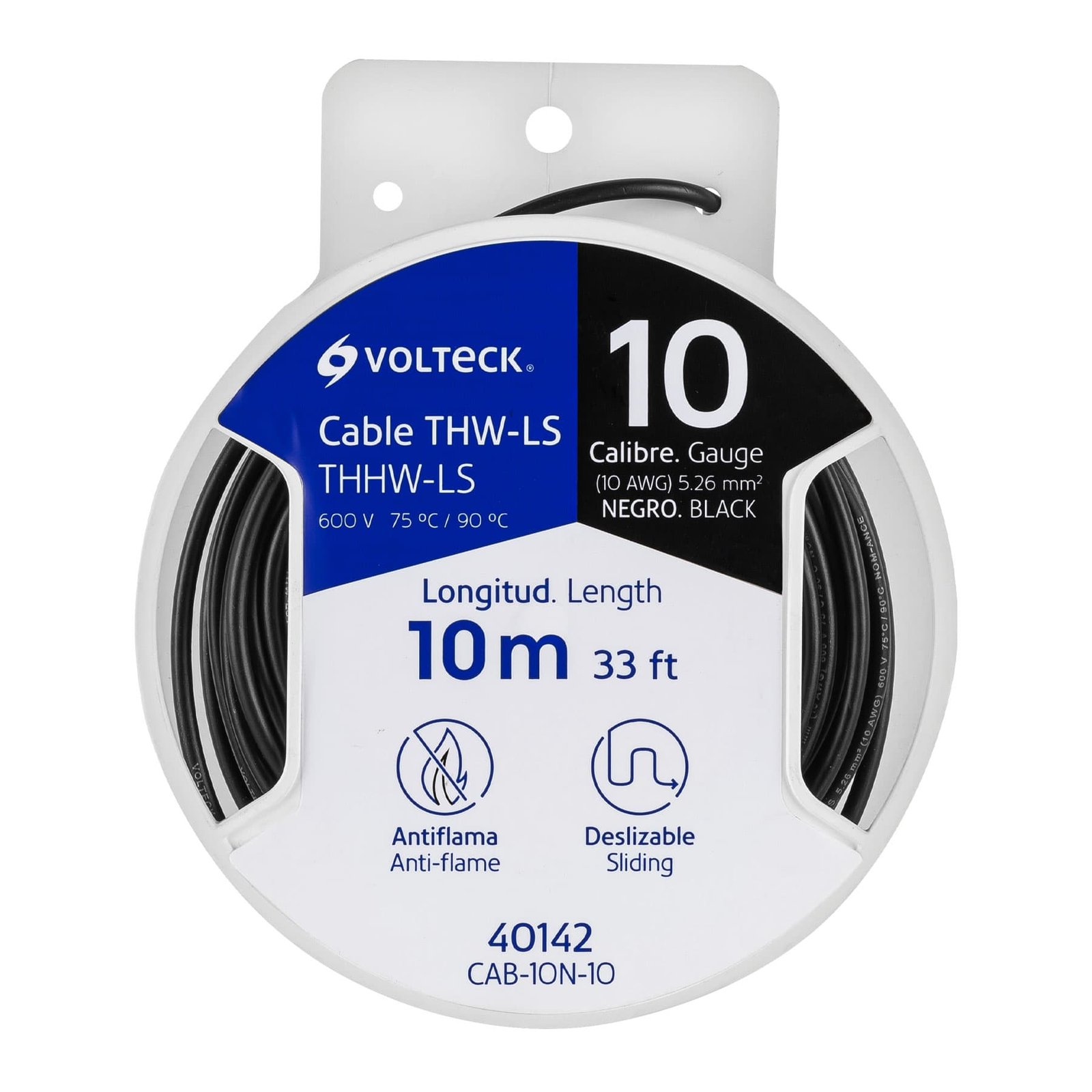 CARRETE 10M DE CABLE AWG NEGRO CAB-14B-25 VOLTECK