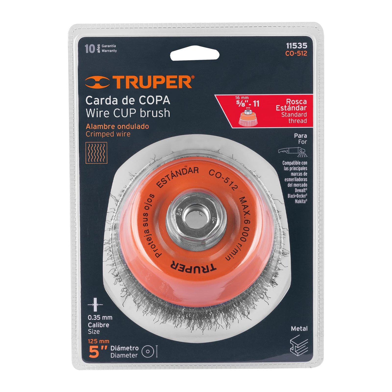 CEPILLO COPA P/ESM ONDULADO 5"CO-512 TRUPER