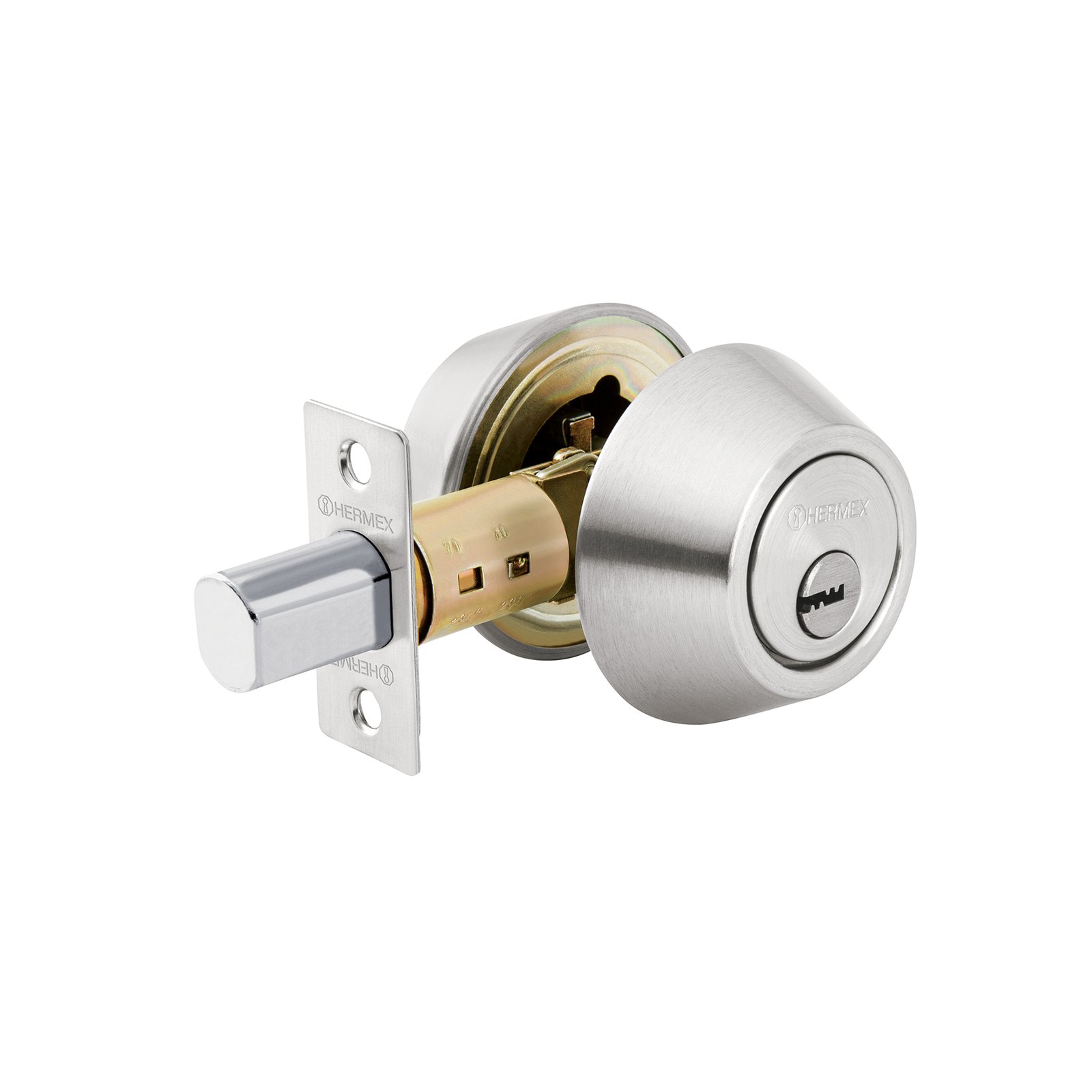 CERRADURA CROMO MATE DOBLE CILINDRO CERO-32 HERMEX