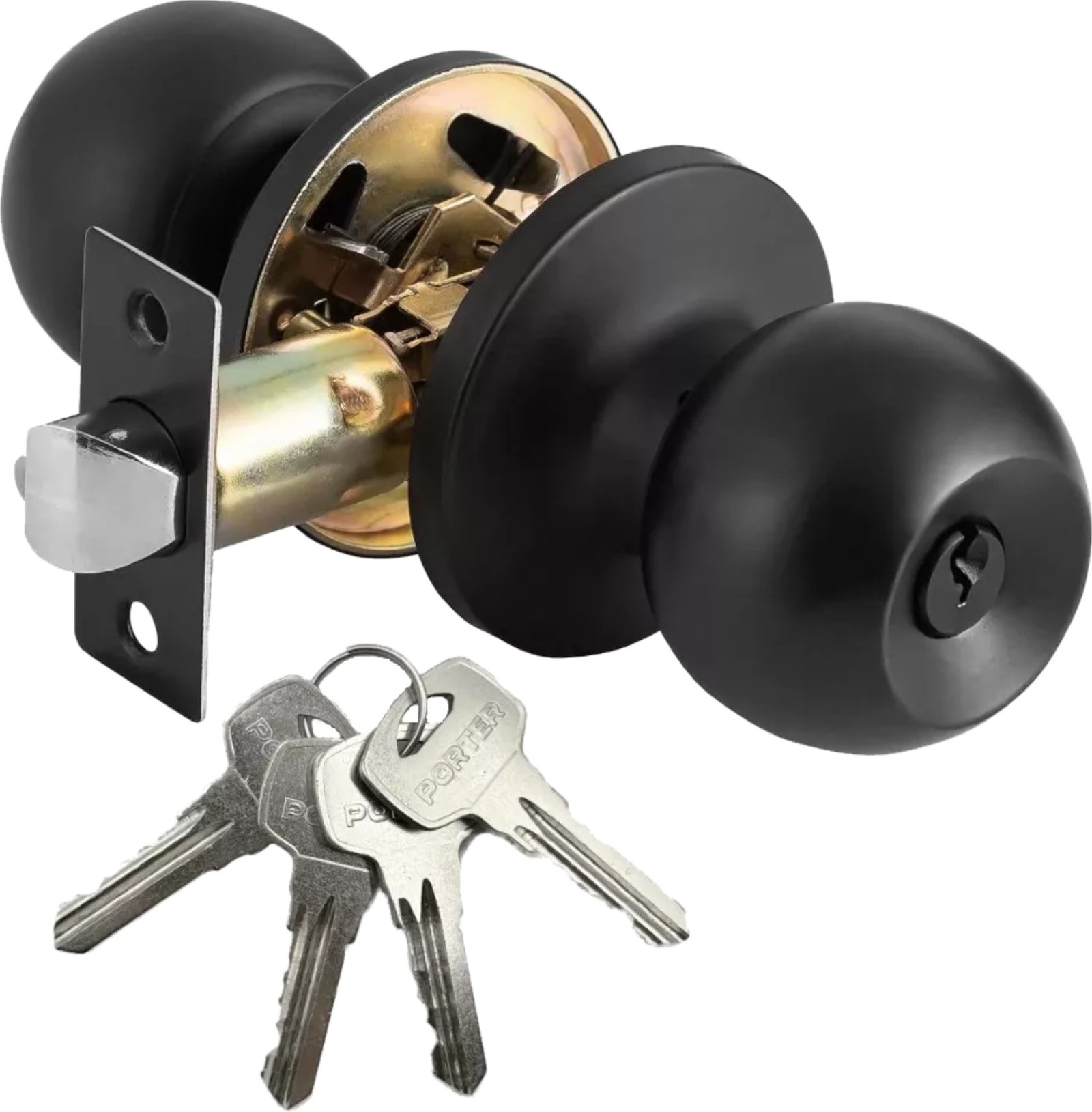 CERRADURA PROFER C/LLAVE BOLA NEGRO MATE 7587ETMB