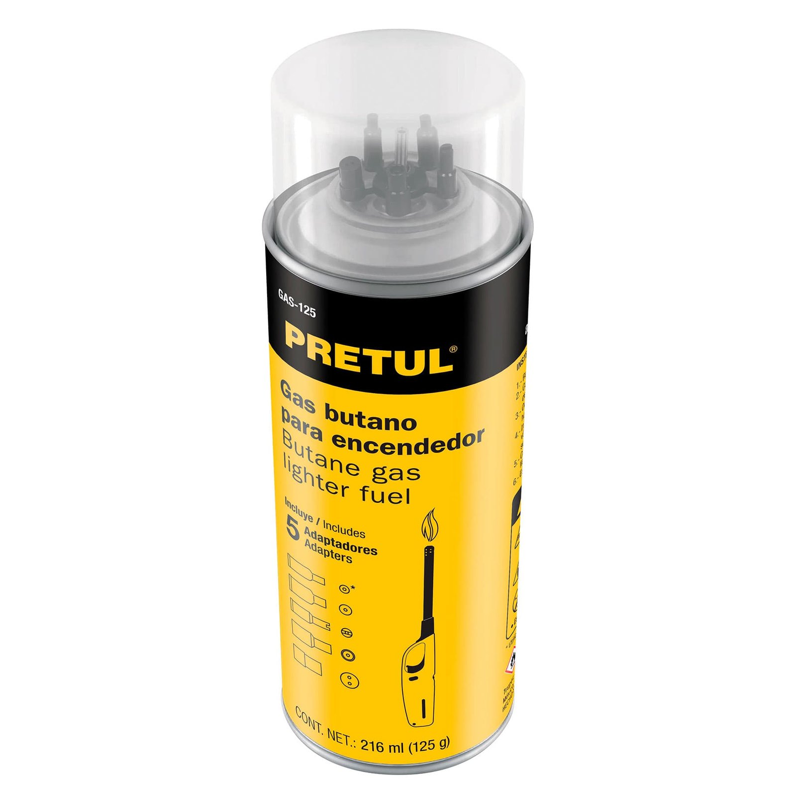 CILINDRO DE GAS P/ENCENDEDOR 125G GAS-125 PRETUL