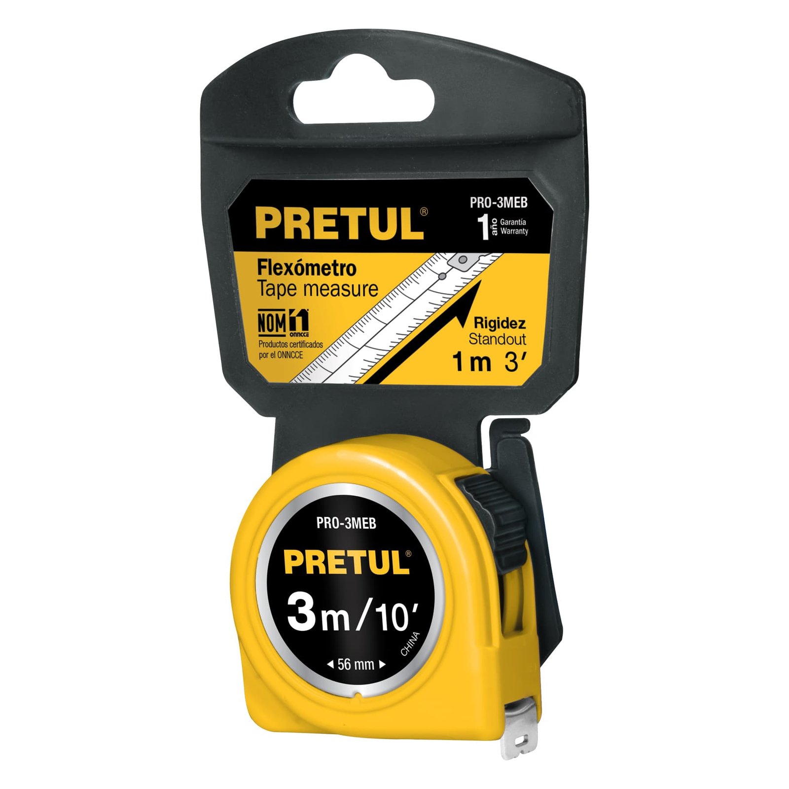 CINTA METRICA BLISTER AMARILLA PRO-3MEB PRETUL