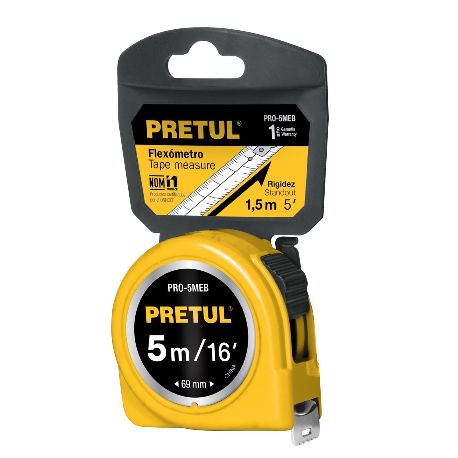 CINTA METRICA BLISTER AMARILLA PRO-5MEB PRETUL
