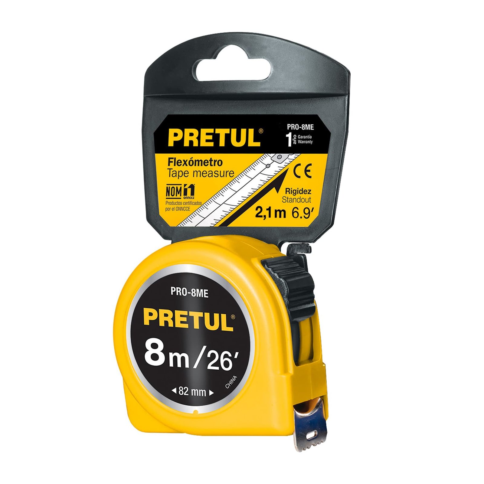 CINTA METRICA BLISTER AMARILLA PRO-8ME PRETUL