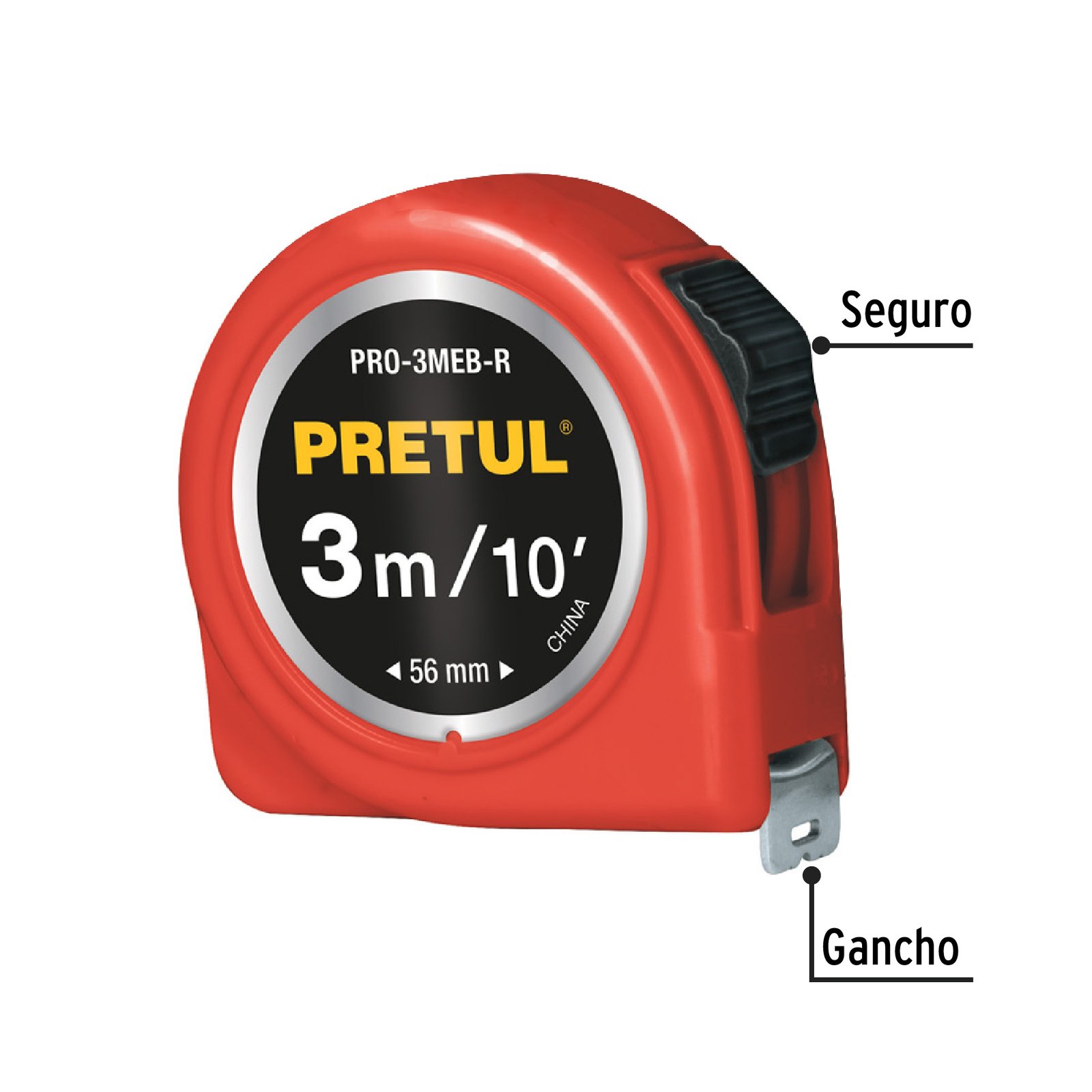 CINTA METRICA BLISTER ROJO PRO-3MEB-R PRETUL
