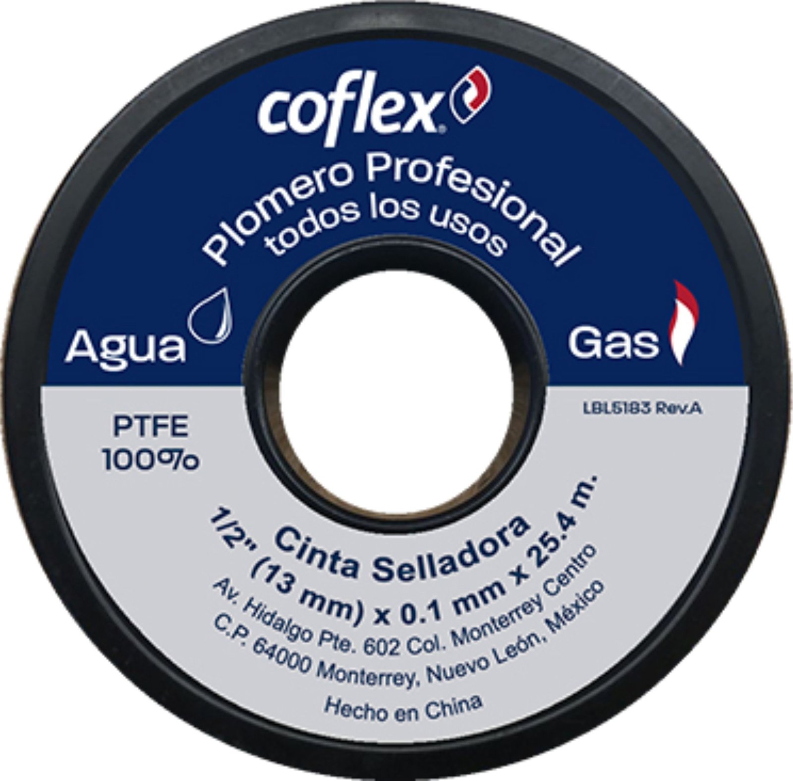 CINTA TEFLON 1/2 P/ UNION AGUA-GAS WTP12-25 COFLEX