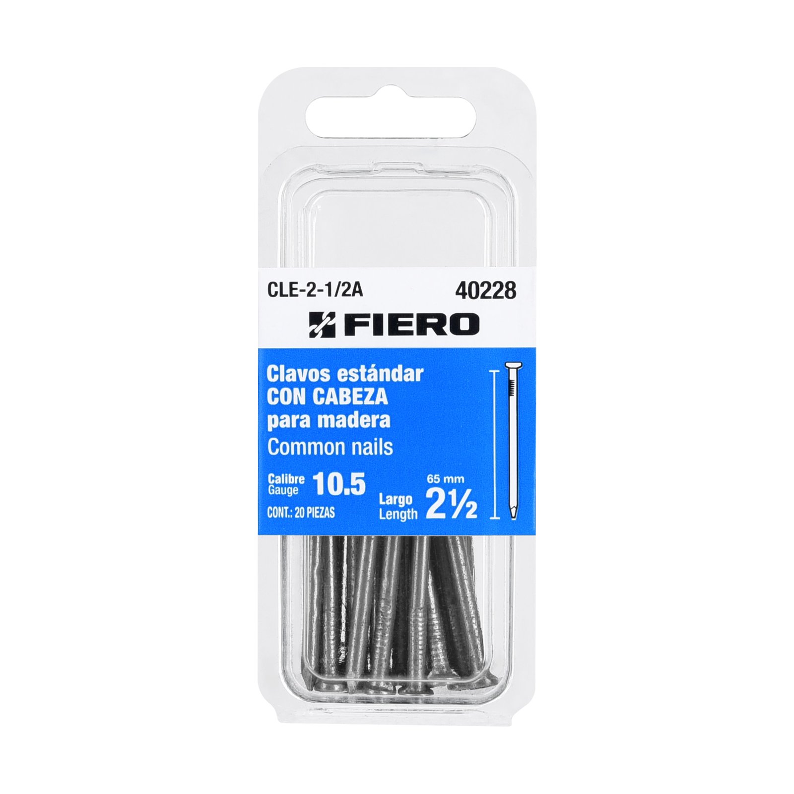 CLAVO C/CABE CALI 10.5 20U 2-1/2" CLE-2-1/2A FIERO