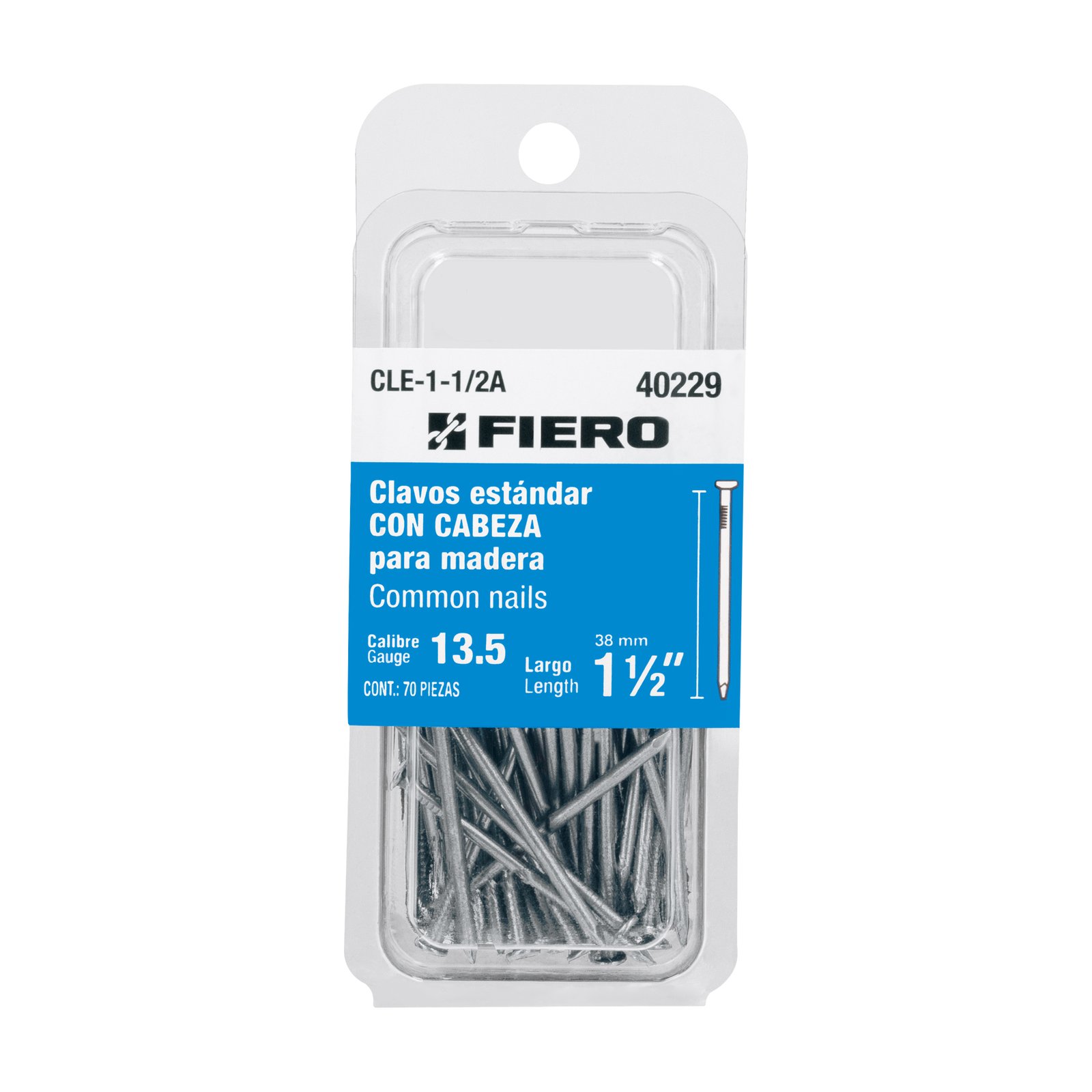 CLAVO C/CABE CALI 13.5 70U 1-1/2" CLE-1-1/2A FIERO