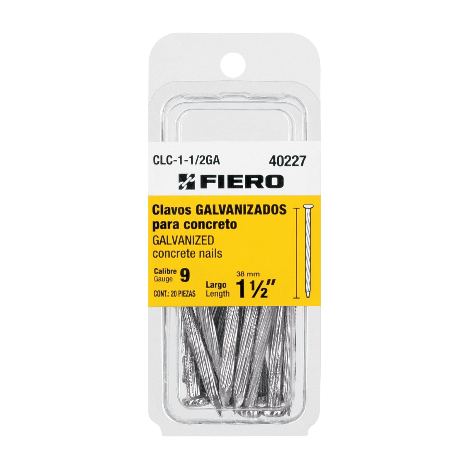 CLAVO GAL CONCRE CL9 20UD 1-1/2" CLC-1-1/2GA FIERO