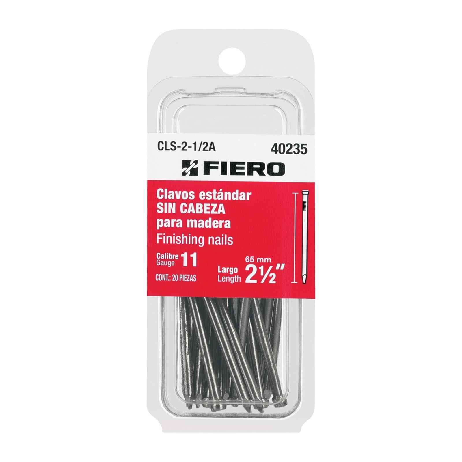 CLAVO S/ CABEZA 2-1/2" 20 UNIDAD CLS-2-1/2A FIERO