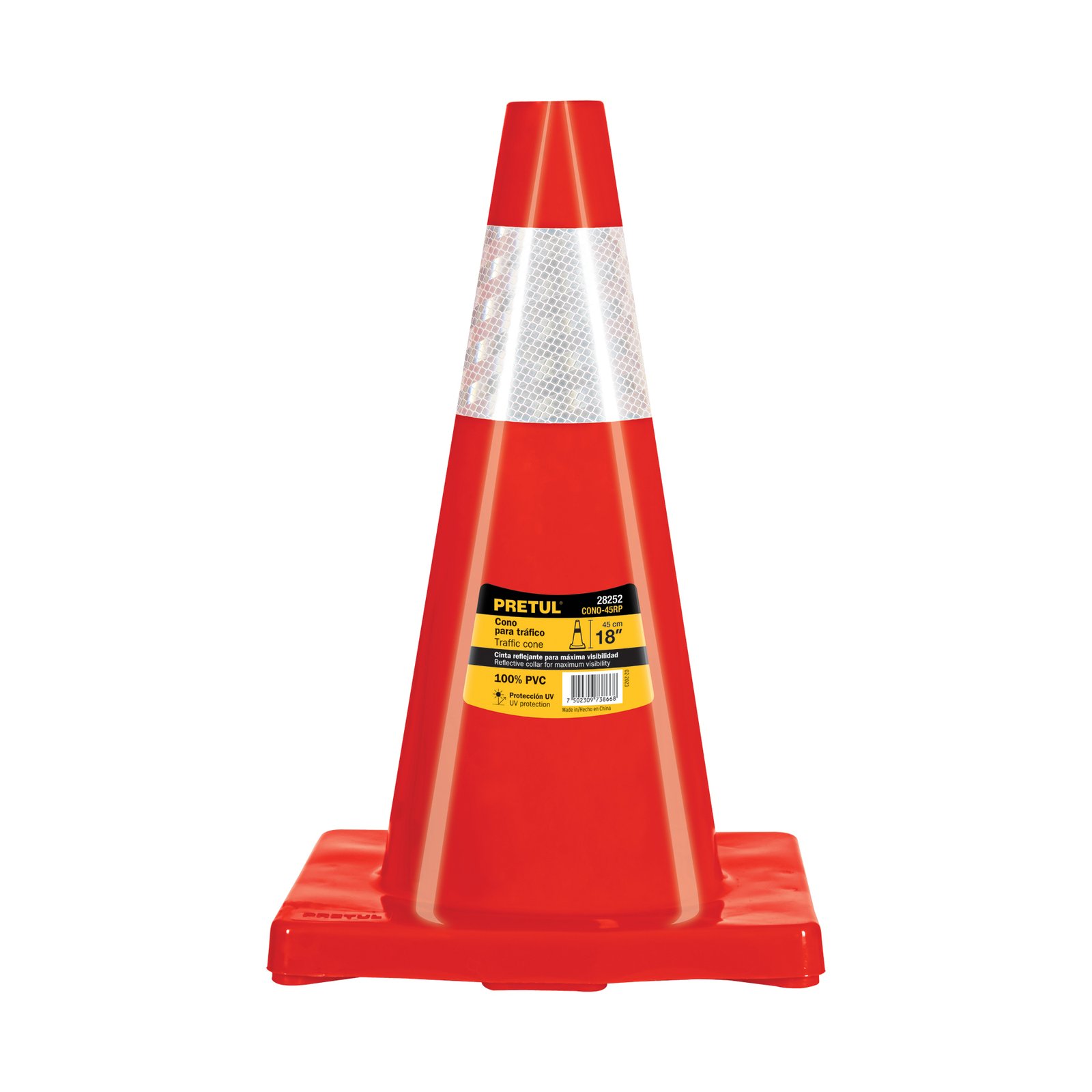CONO DE PRECAUC C/REFLEJANTE 45CM CONO-45RP PRETUL