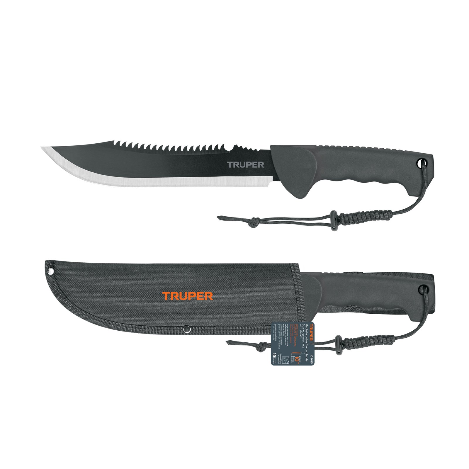 CUCHILLO DOBLE FILO 10"C/FUNDA MACH-10X TRUPER