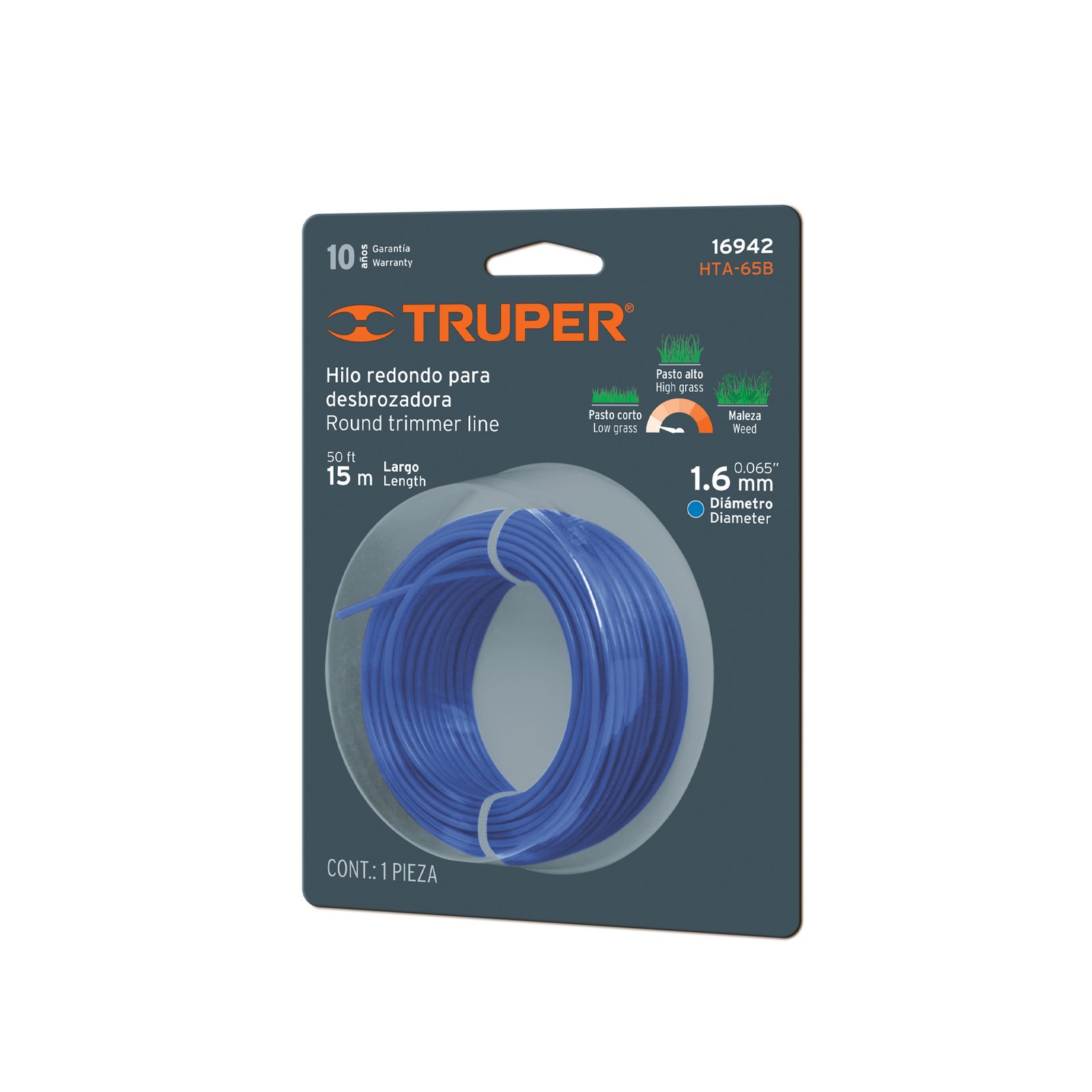 CUERDA P/CORTAR ZACAT 15MX1.6MM BLT HTA-65B TRUPER