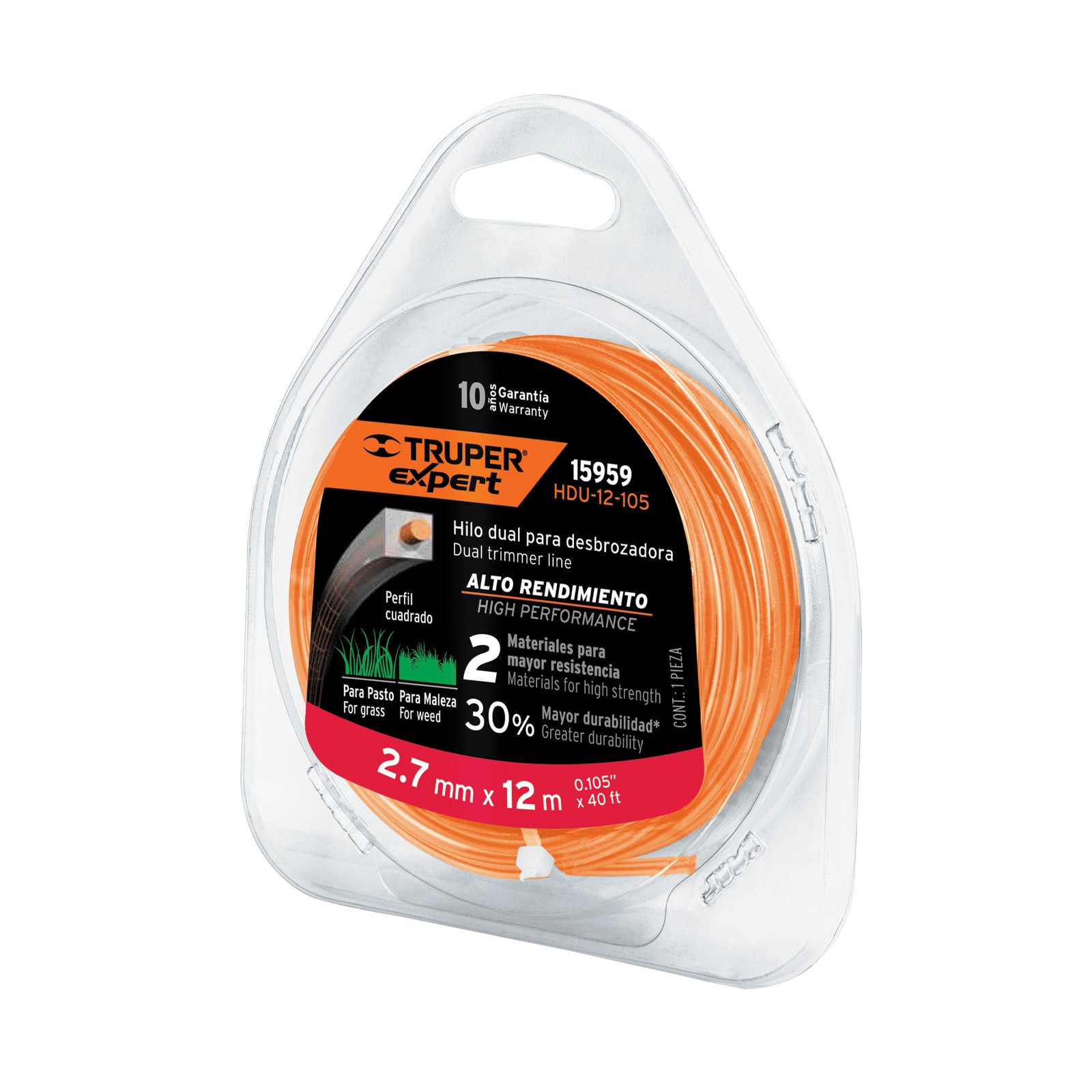 CUERDA P/MOTOG CUADRAD 2.7MMX12m HDU-12-105 TRUPER