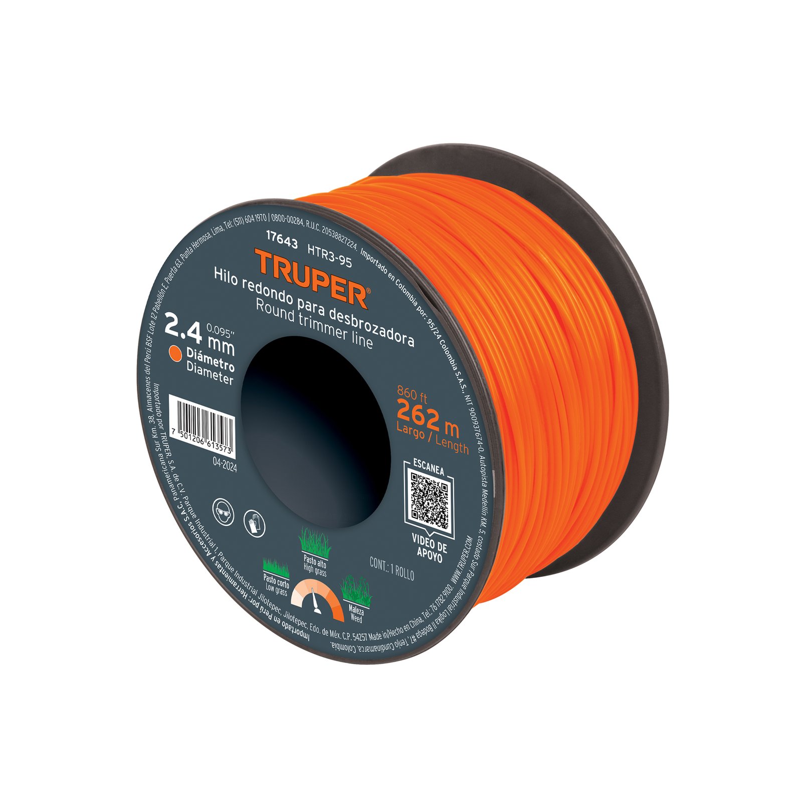 CUERDA P/DESBROZADORA ROLLO 3 LBS 095" HTR3-95