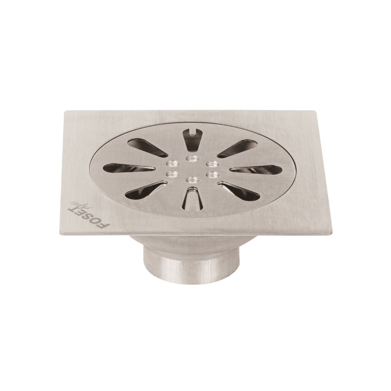 DESAGUE P/BAÑO INOX CUAD CROMO 4X4" RS-605 FOSET