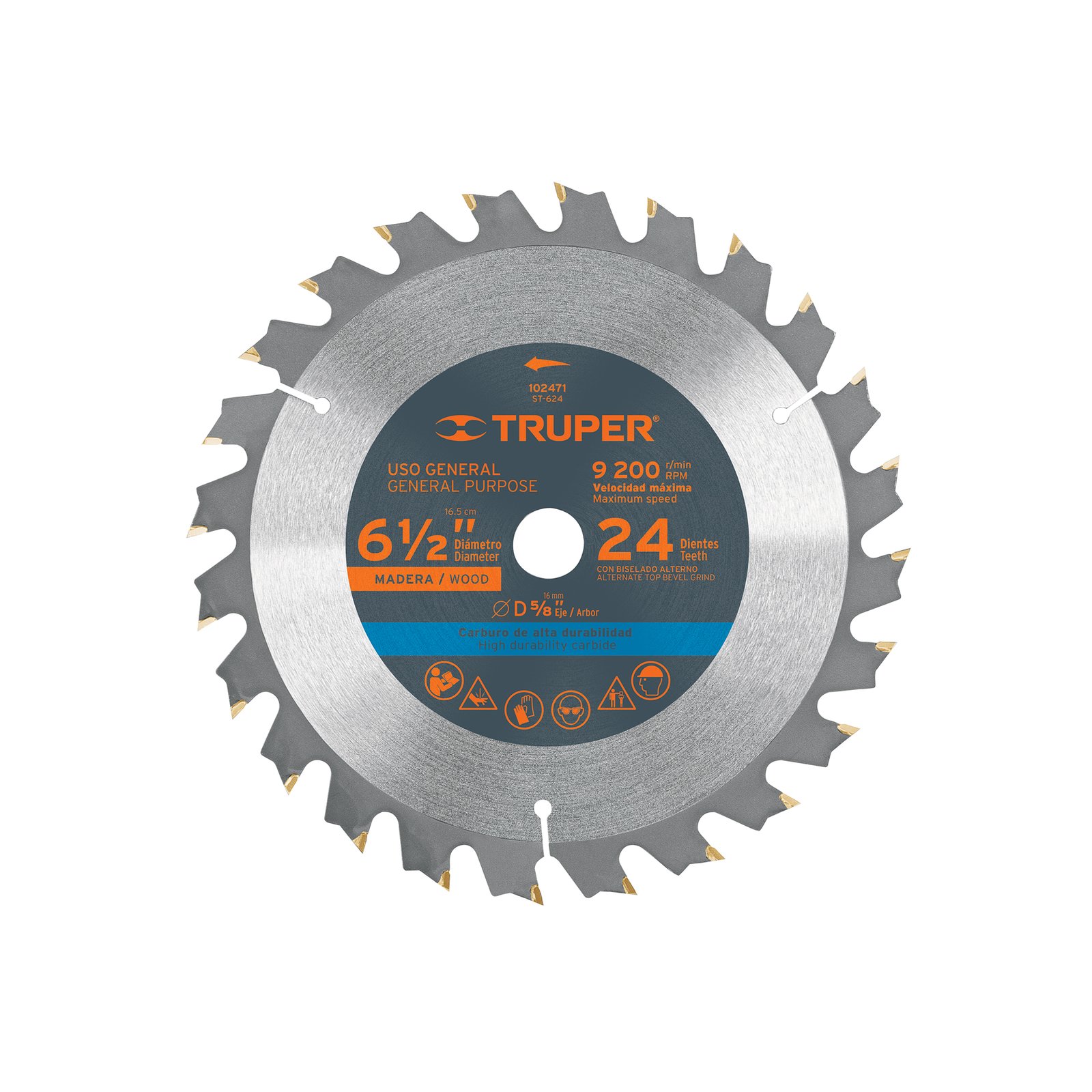 DISCOS SIERRA 6-1/2" MAD 24 DIENTES ST-624 TRUPER