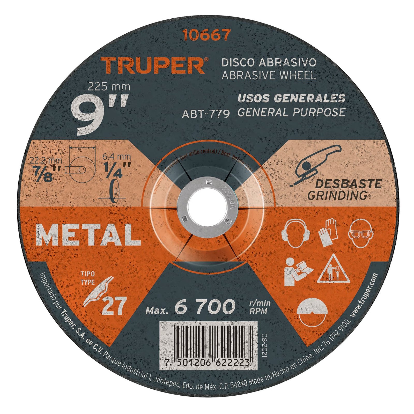 DISCO ABRASIVO P/DESBASTE METAL 9" ABT-779