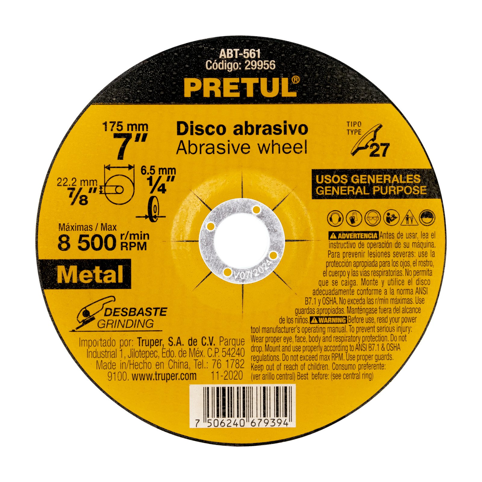 DISCO DESBASTE X 6.2 de 7" DT ABT-561 PRETUL