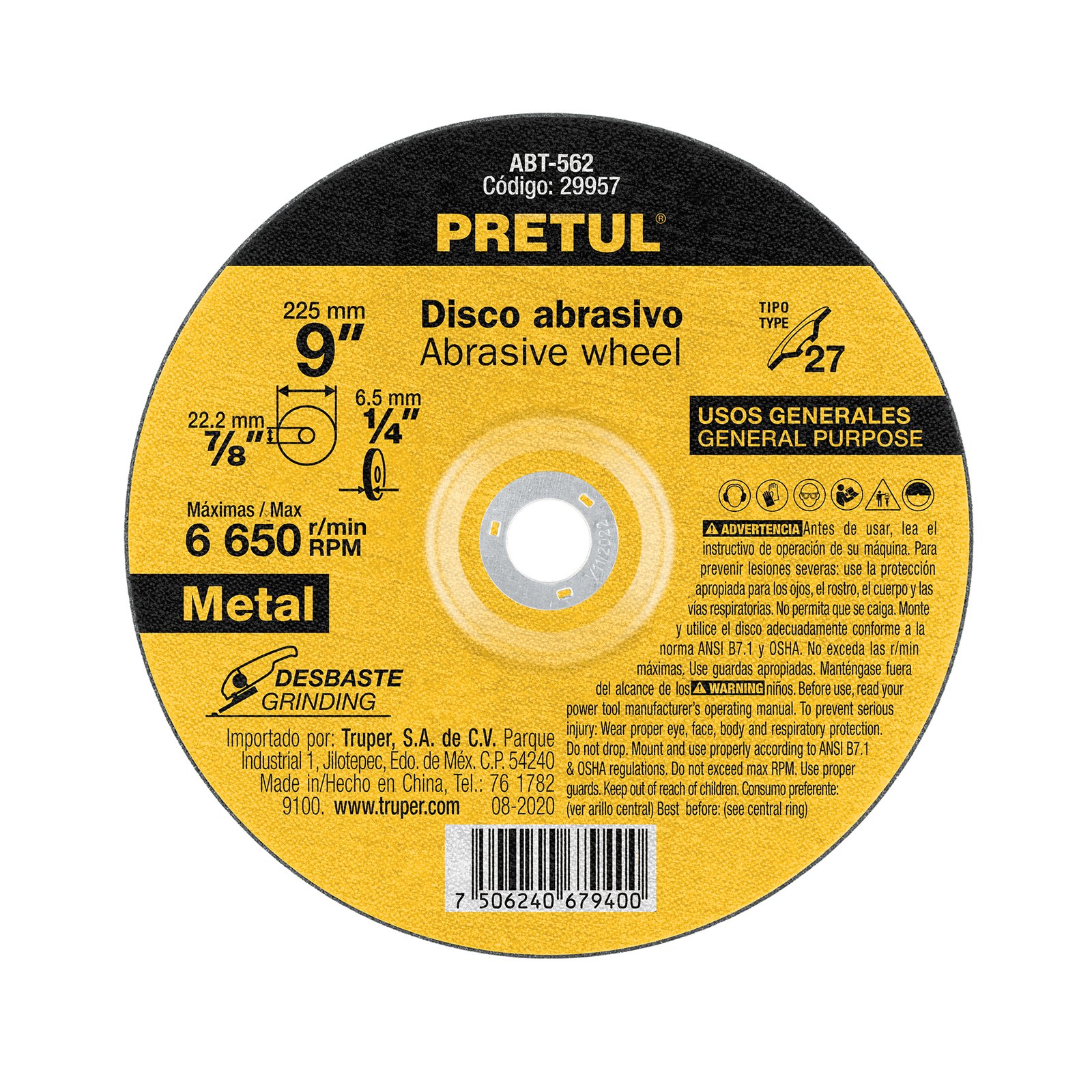 DISCO DESBASTE X 6.2 de 9" DT ABT-562 PRETUL