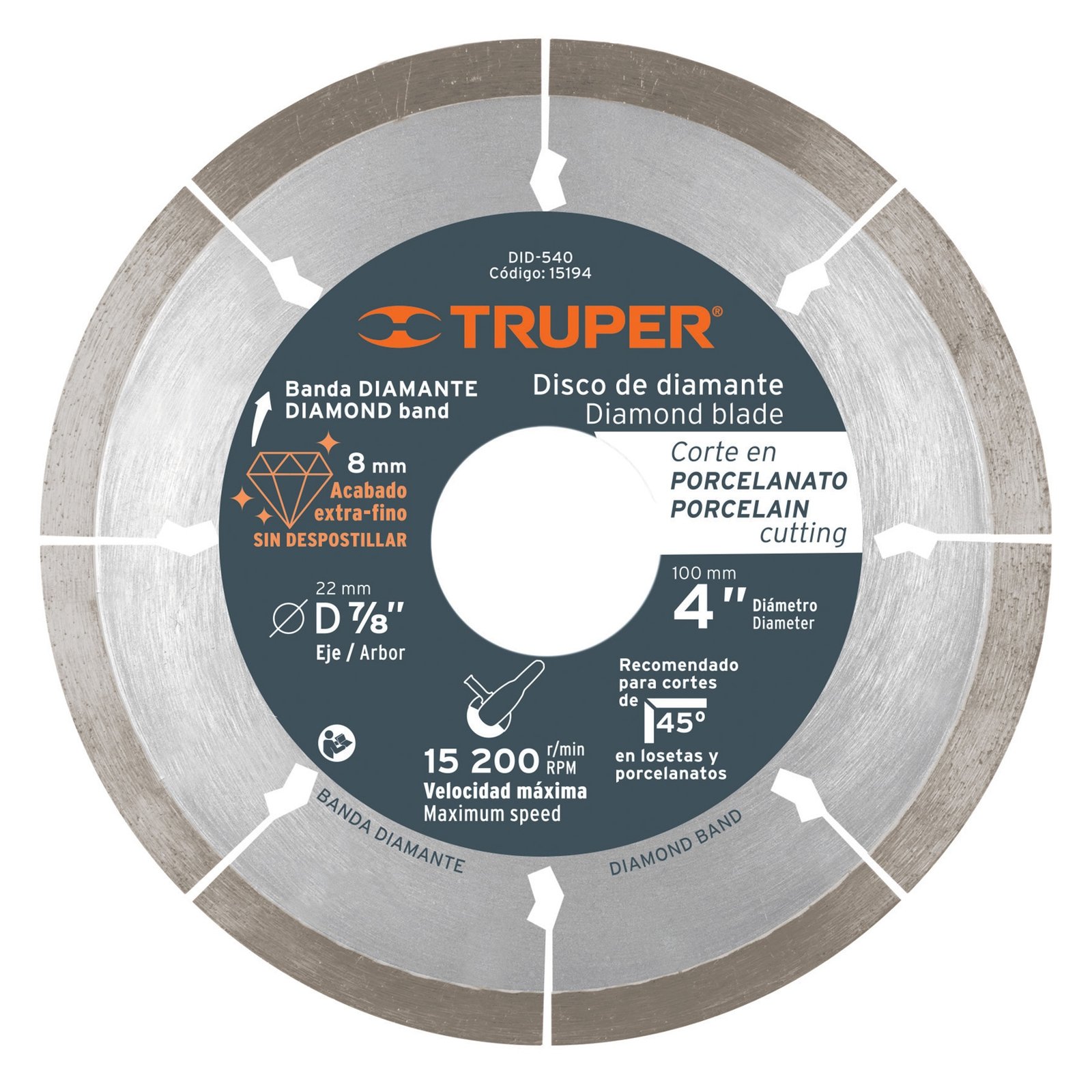 DISCO DE DIAMANTE 4 " 7/8 DID-540 TRUPER