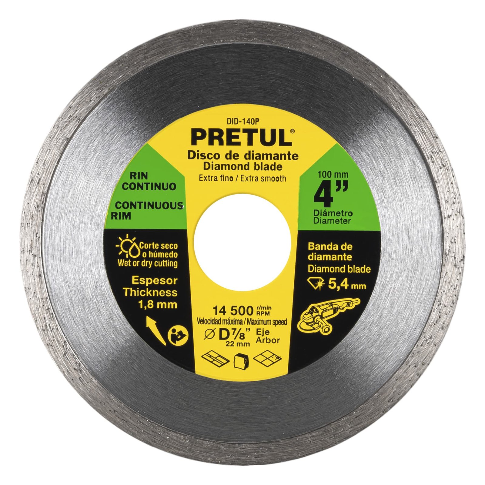 DISCO DE DIAMANTE RIN CONTINUO 4" DID-140P PRETUL