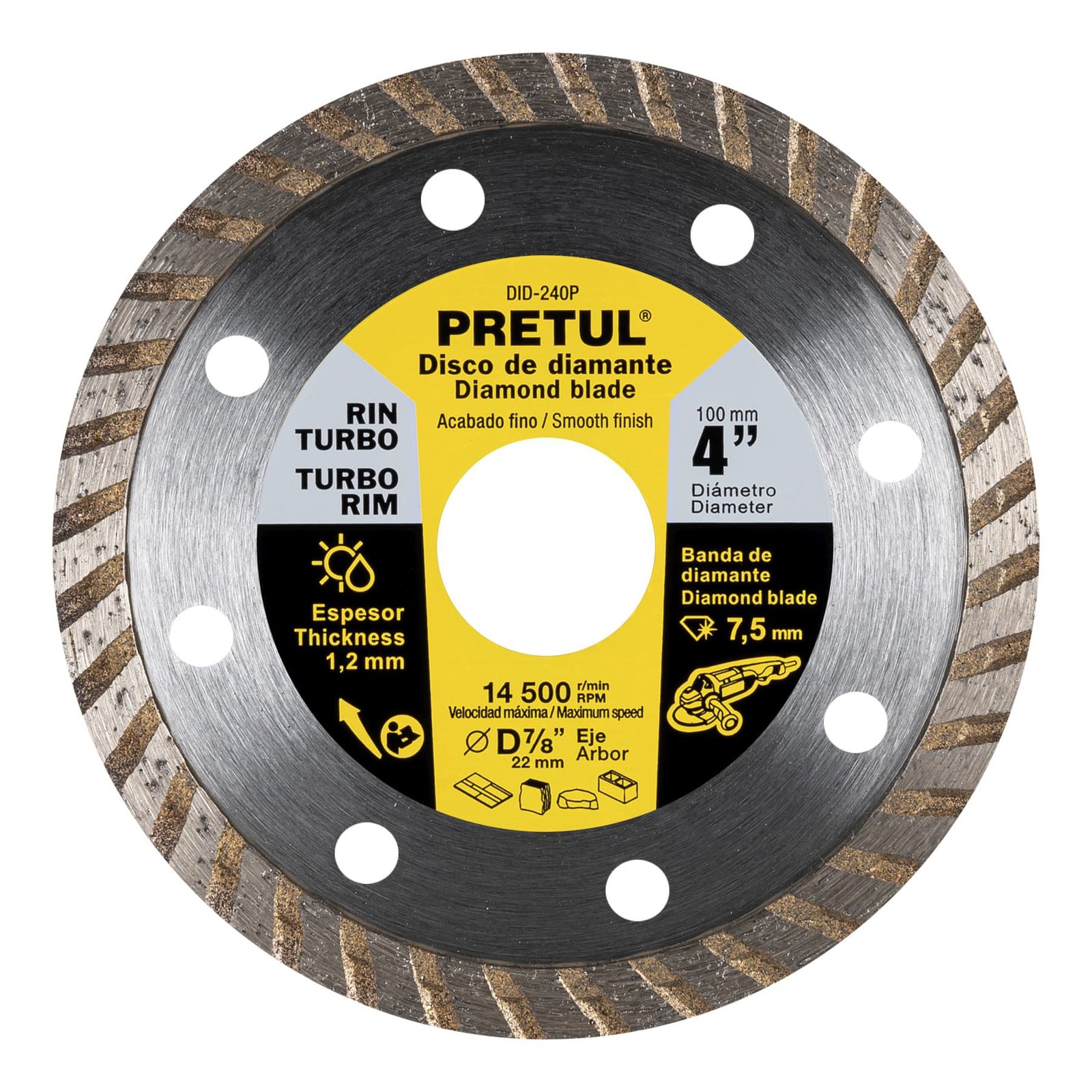 DISCO DIAMANTE 4" TURBO DID-240P PRETUL