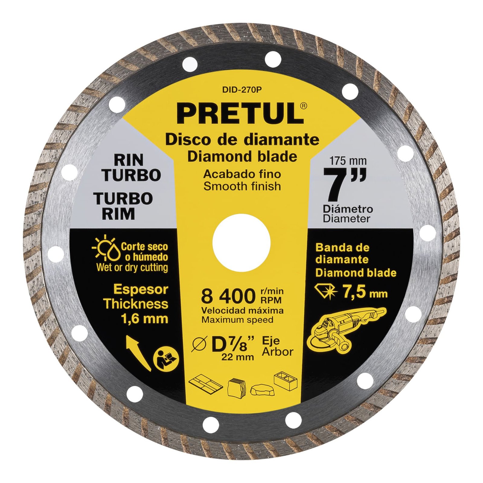 DISCO DIAMANTE 7" TURBO DID-270P PRETUL