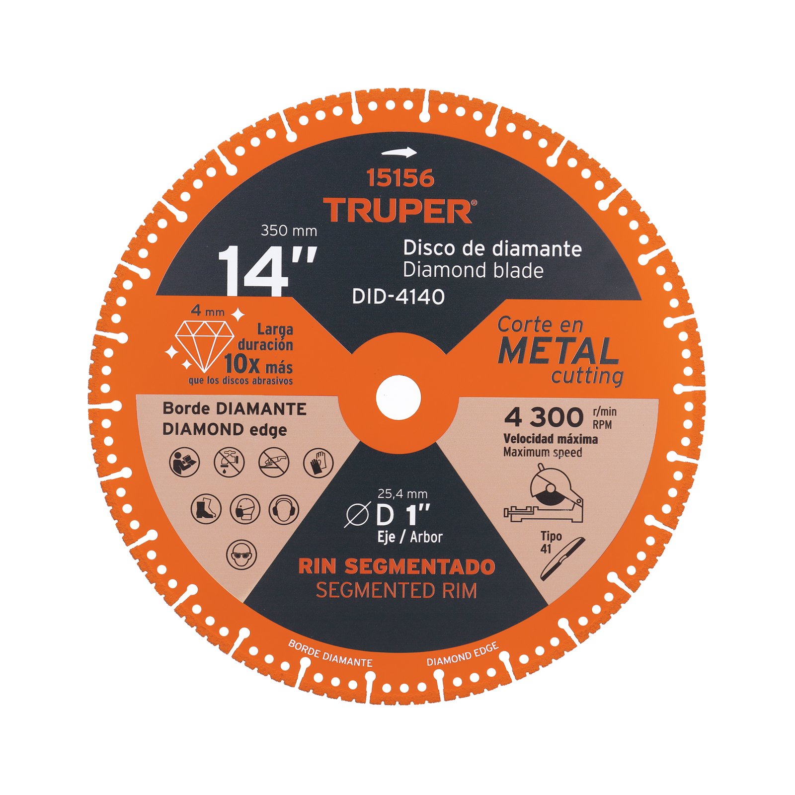 DISCO DIAMANTE CORTE DE METAL 14" DID-4140 TRUPER