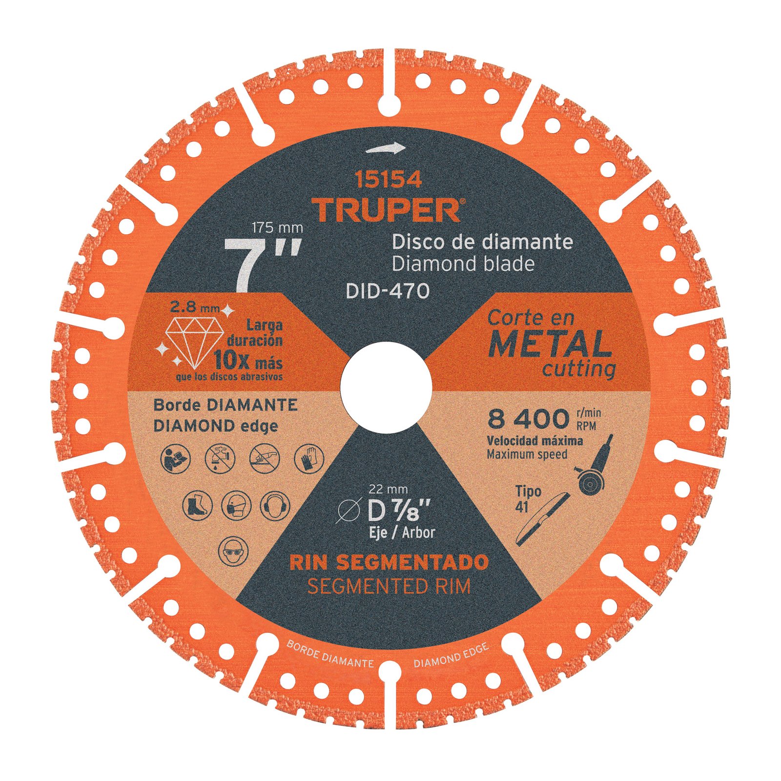 DISCO DIAMANTE CORTE DE METAL 7" DID-470 TRUPER