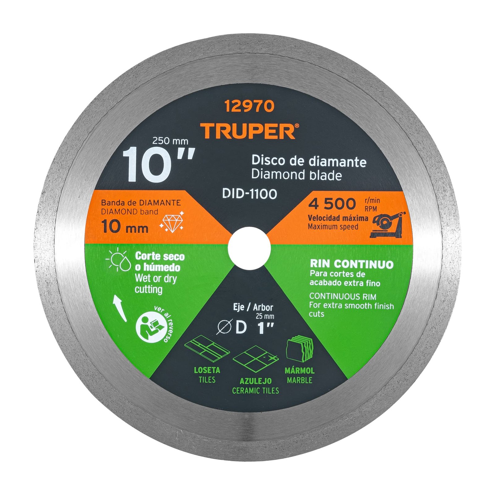DISCO DIAMANTE RIN CONTINUO DIAMETRO 10" DID-1100