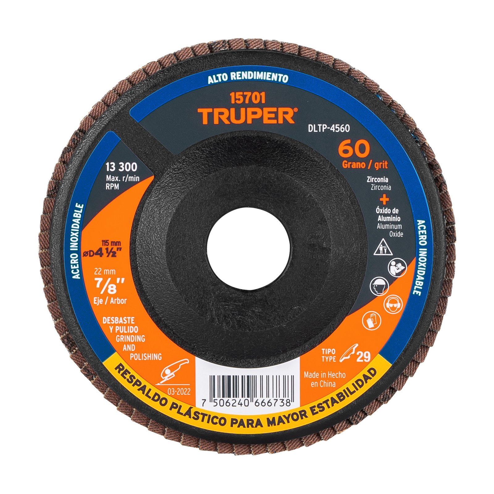 DISCO FLAP 41/2 G60 RESPALD PLAST DLTP-4560 TRUPER