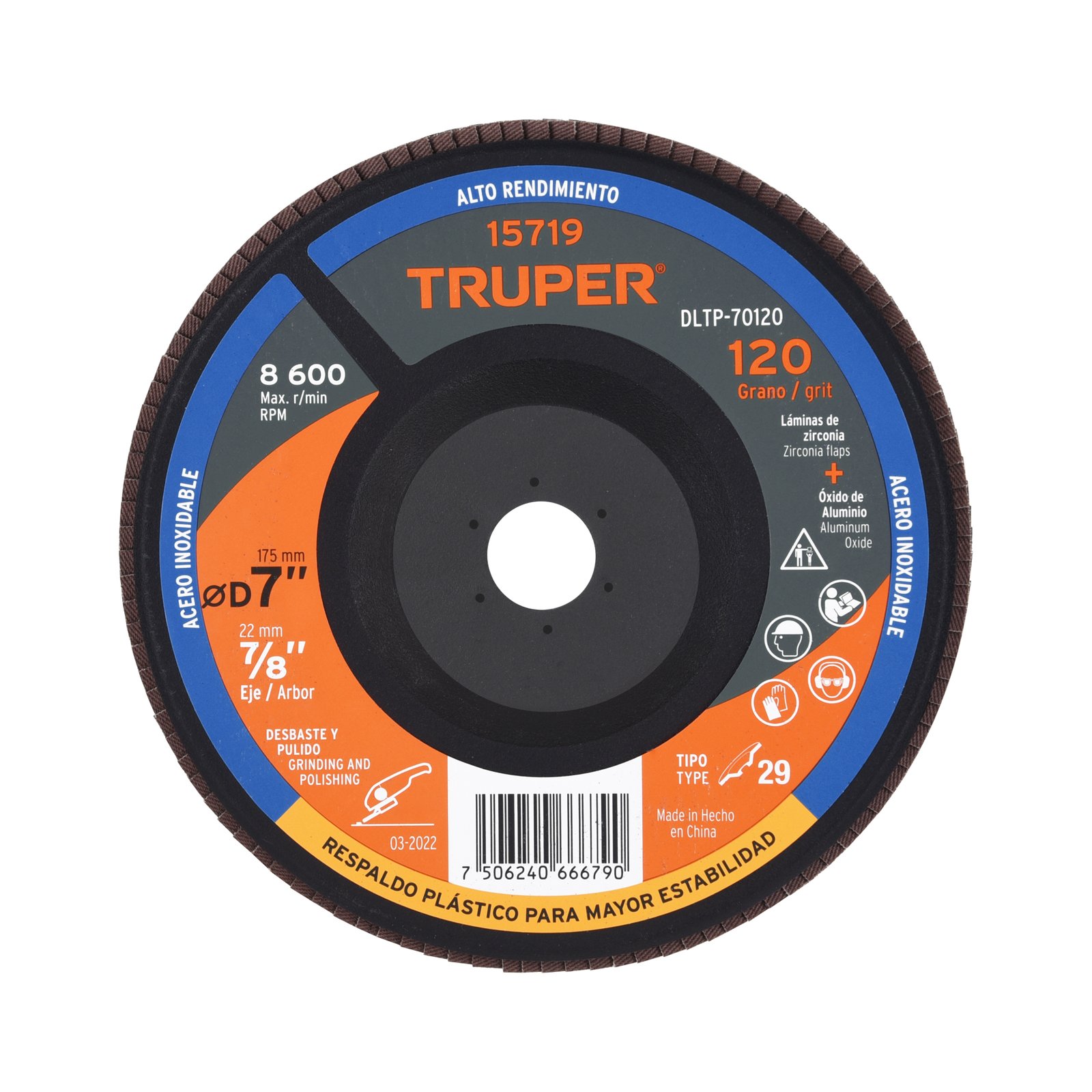 DISCO FLAP 7 G120 RESPALDO PLAST DLTP-70120 TRUPER