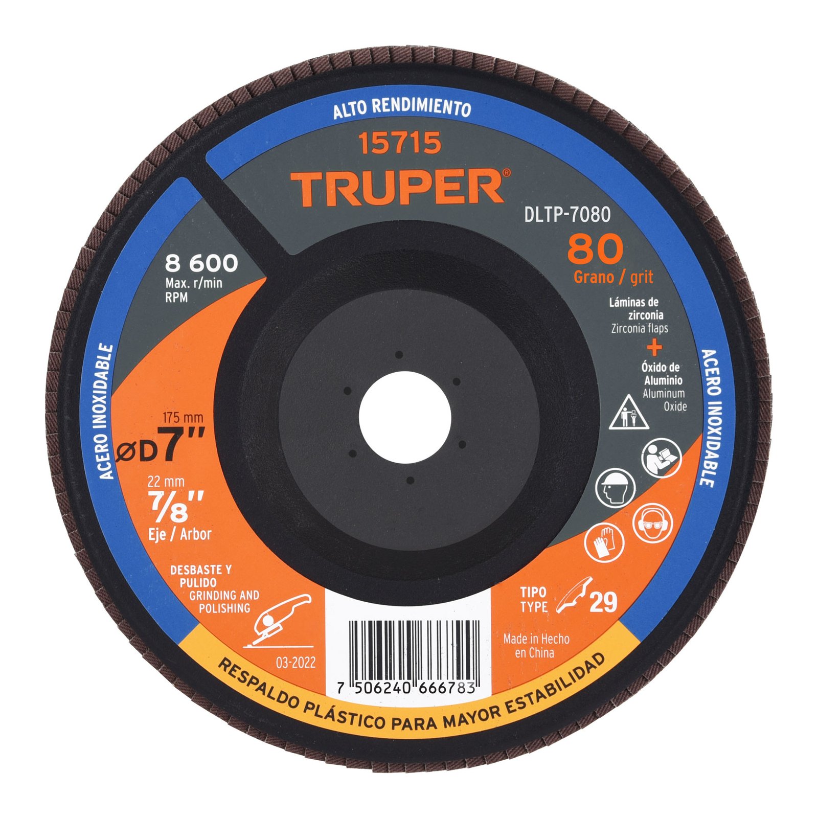 DISCO FLAP 7 G80 RESPALDO PLAST DLTP-7080 TRUPER