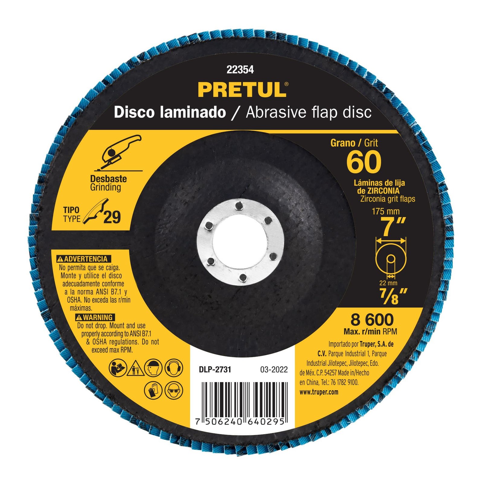 DISCO FLAP 7" GRANO 60 DLP-2731 PRETUL