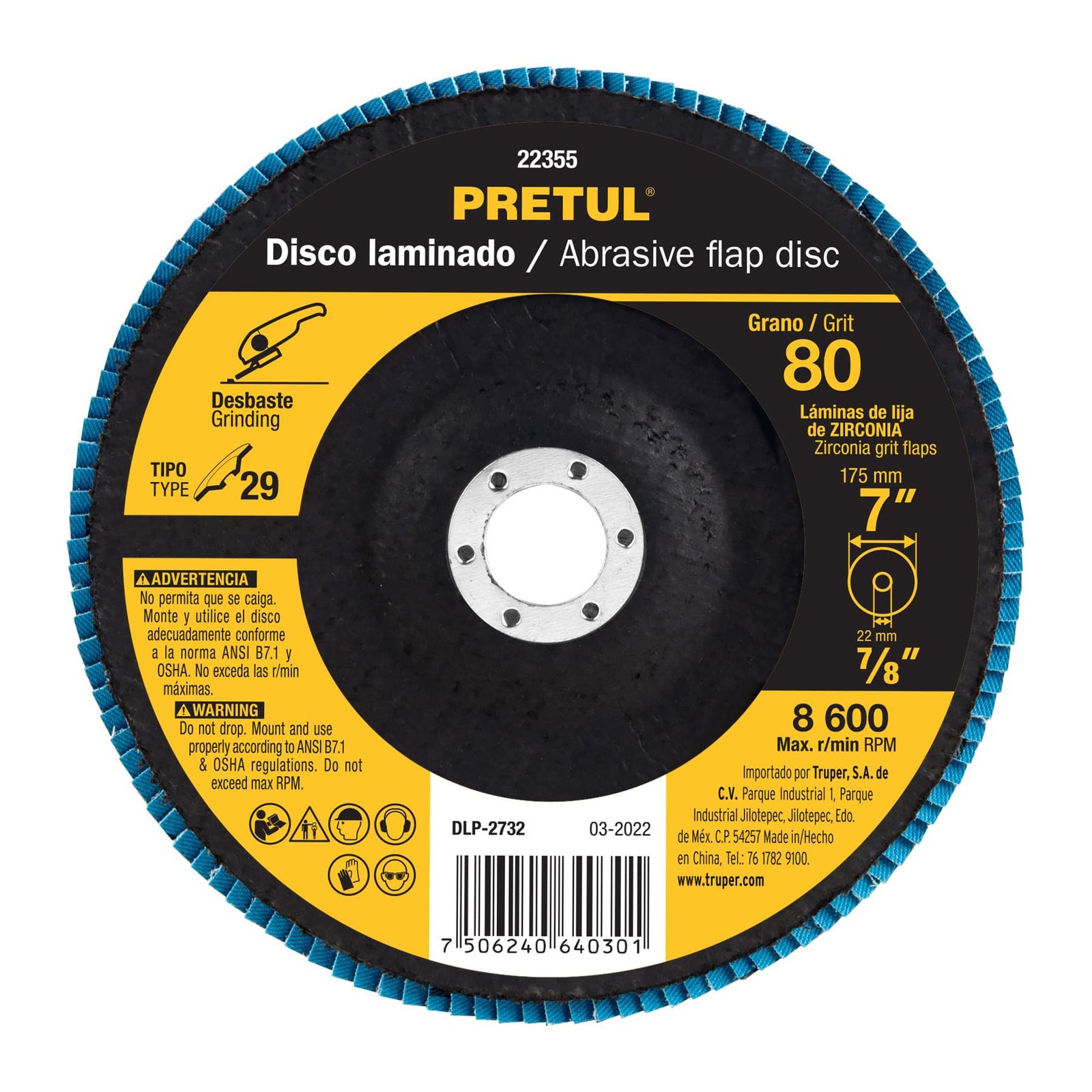 DISCO FLAP 7" GRANO 80 DLP-2732 PRETUL